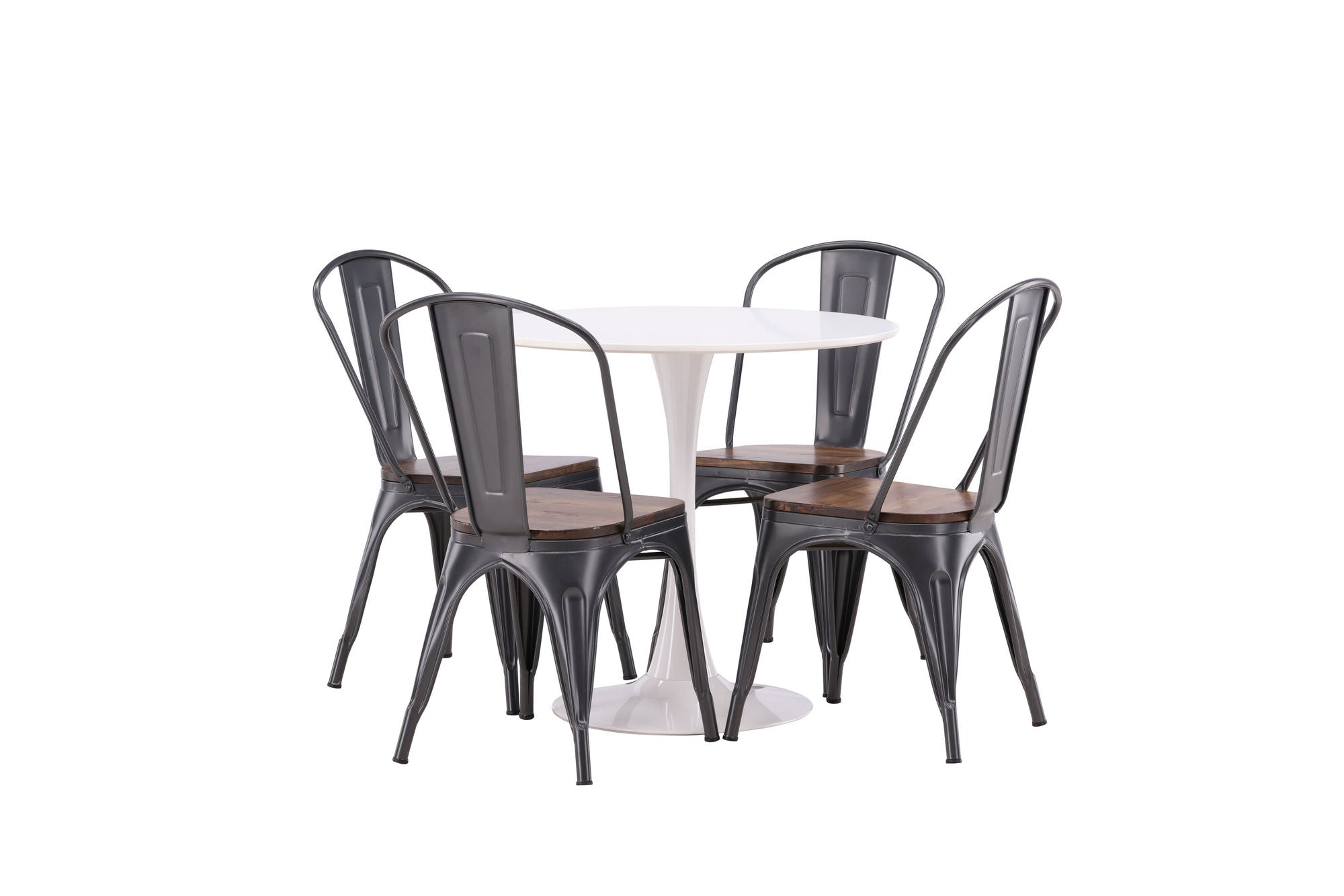Venture Home Hamden spisebord - White MDF+Tempe Spisebordsstol - Dark grey / Dark Brown MDF_4