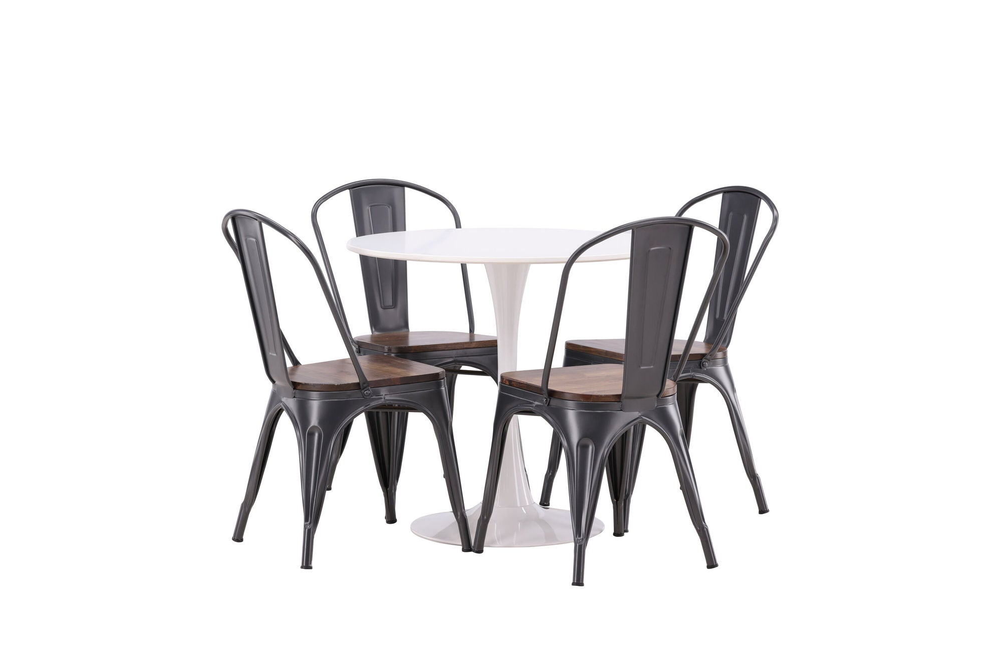 Venture Home Hamden spisebord - White MDF+Tempe Spisebordsstol - Dark grey / Dark Brown MDF_4
