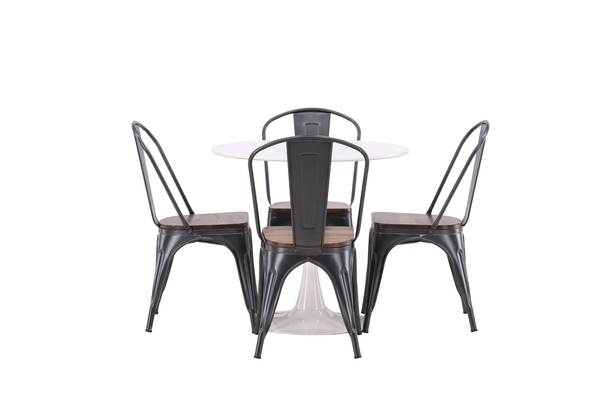 Venture Home Hamden spisebord - White MDF+Tempe Spisebordsstol - Dark grey / Dark Brown MDF_4