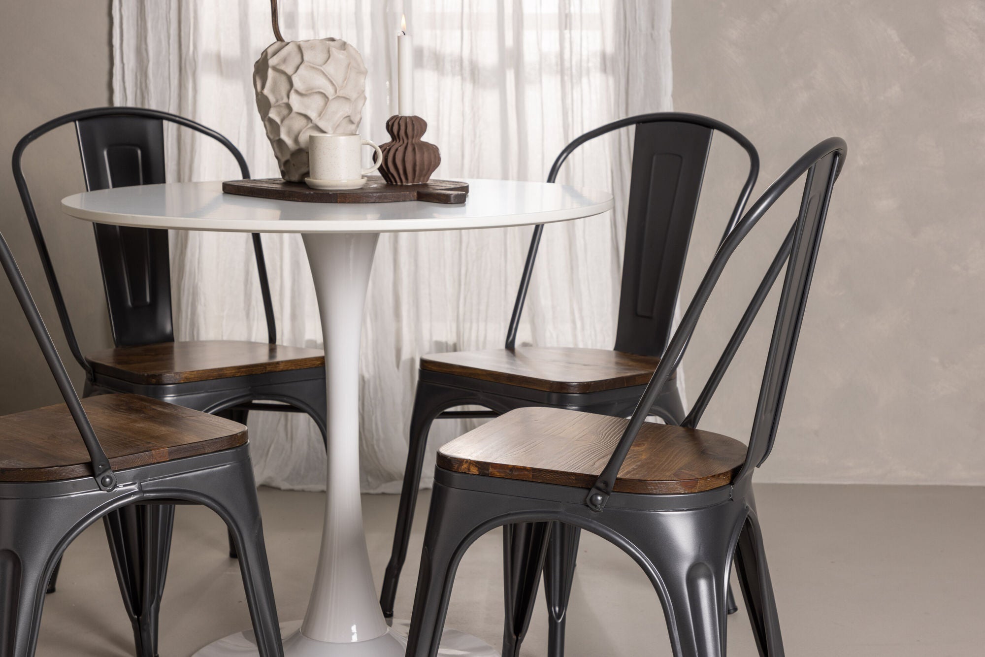 Venture Home Hamden spisebord - White MDF+Tempe Spisebordsstol - Dark grey / Dark Brown MDF_4