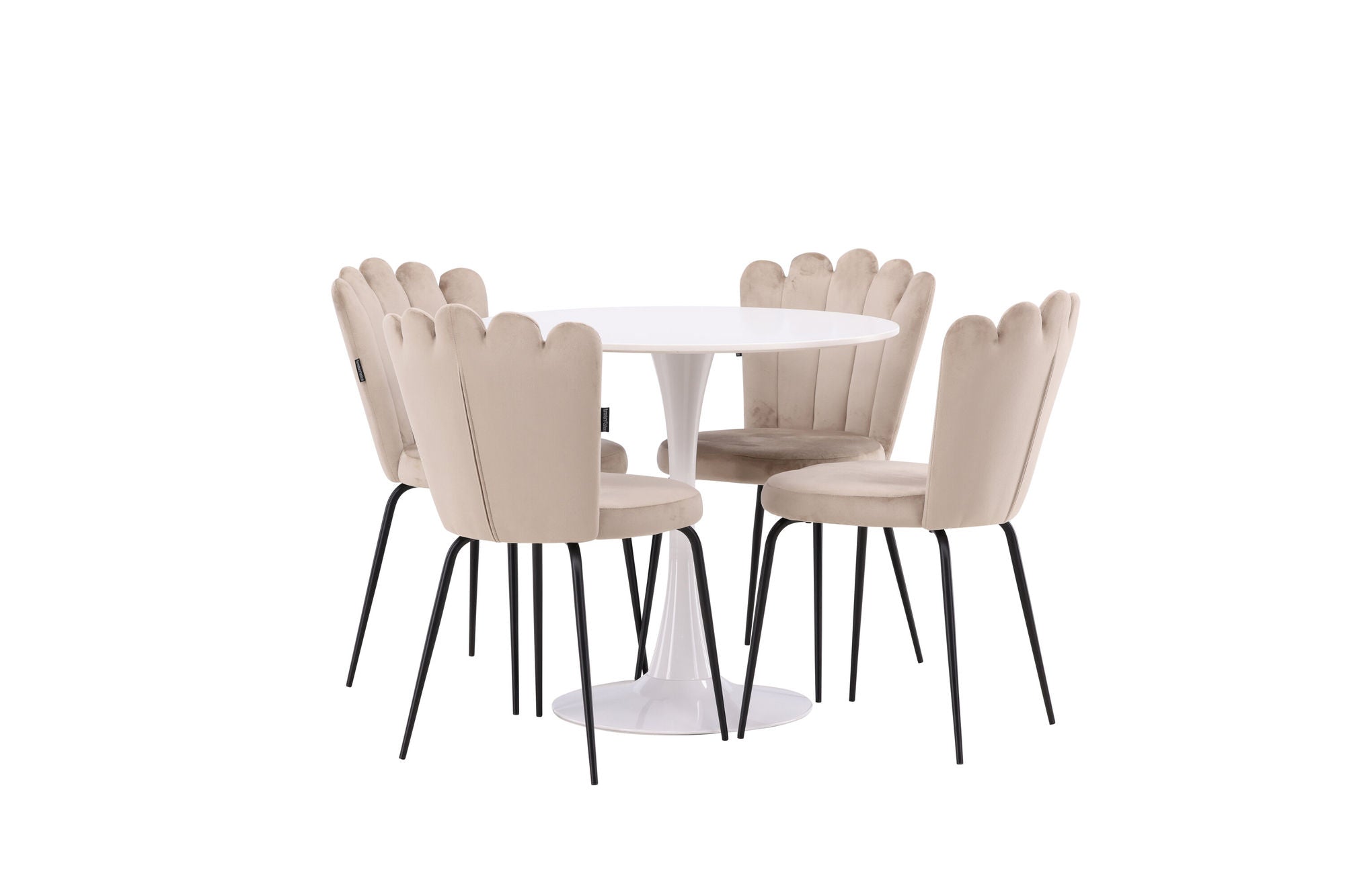 Venture Home Hamden spisebord - White MDF+Limhamn Light stol - Black / Beige Velvet_4