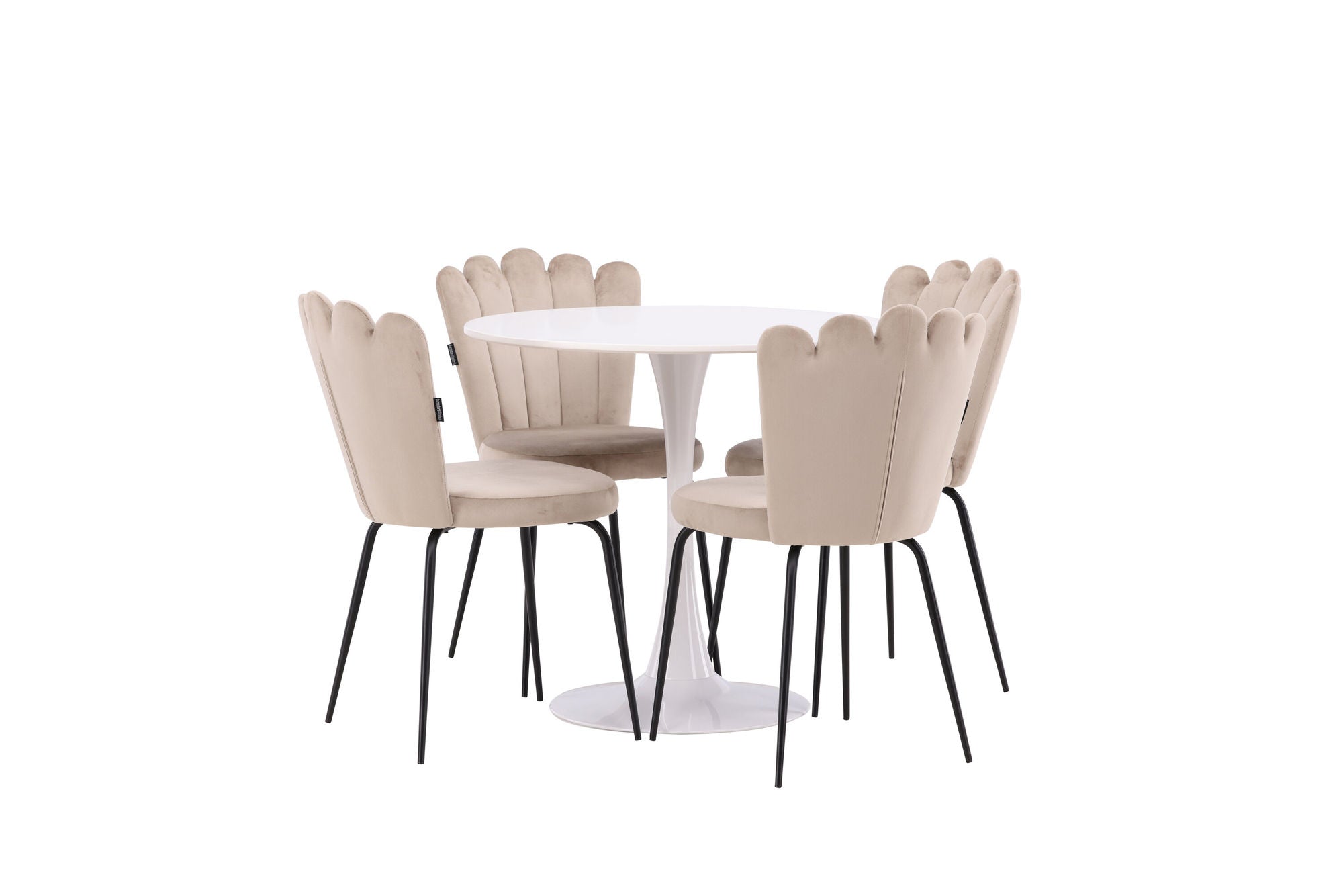 Venture Home Hamden spisebord - White MDF+Limhamn Light stol - Black / Beige Velvet_4