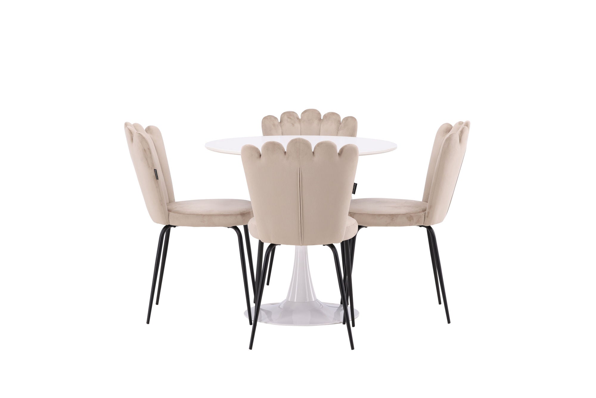 Venture Home Hamden spisebord - White MDF+Limhamn Light stol - Black / Beige Velvet_4