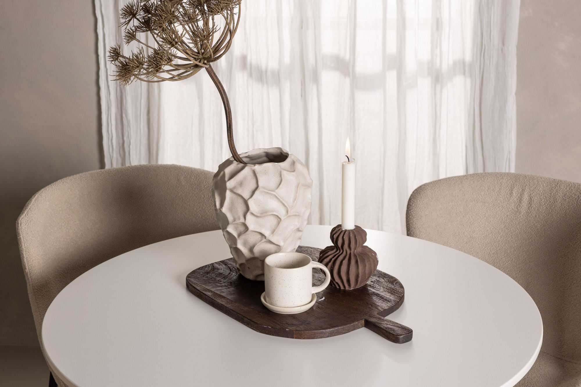 Venture Home Hamden spisebord - White MDF+Modesto Spisebordsstol - Beige / Beige Boucle_4