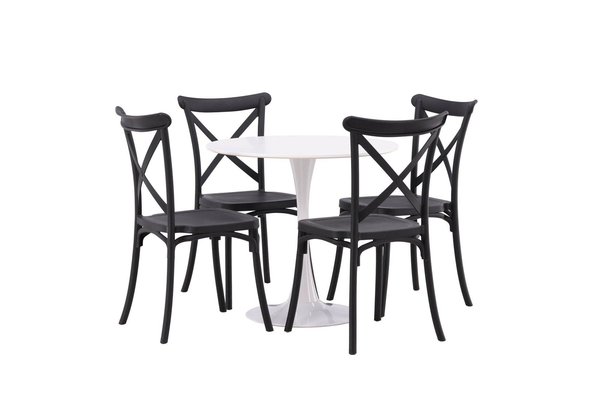 Venture Home Hamden spisebord - White MDF+Crosett Spisebordsstol - Matte Black / Matte Black Plastic_4