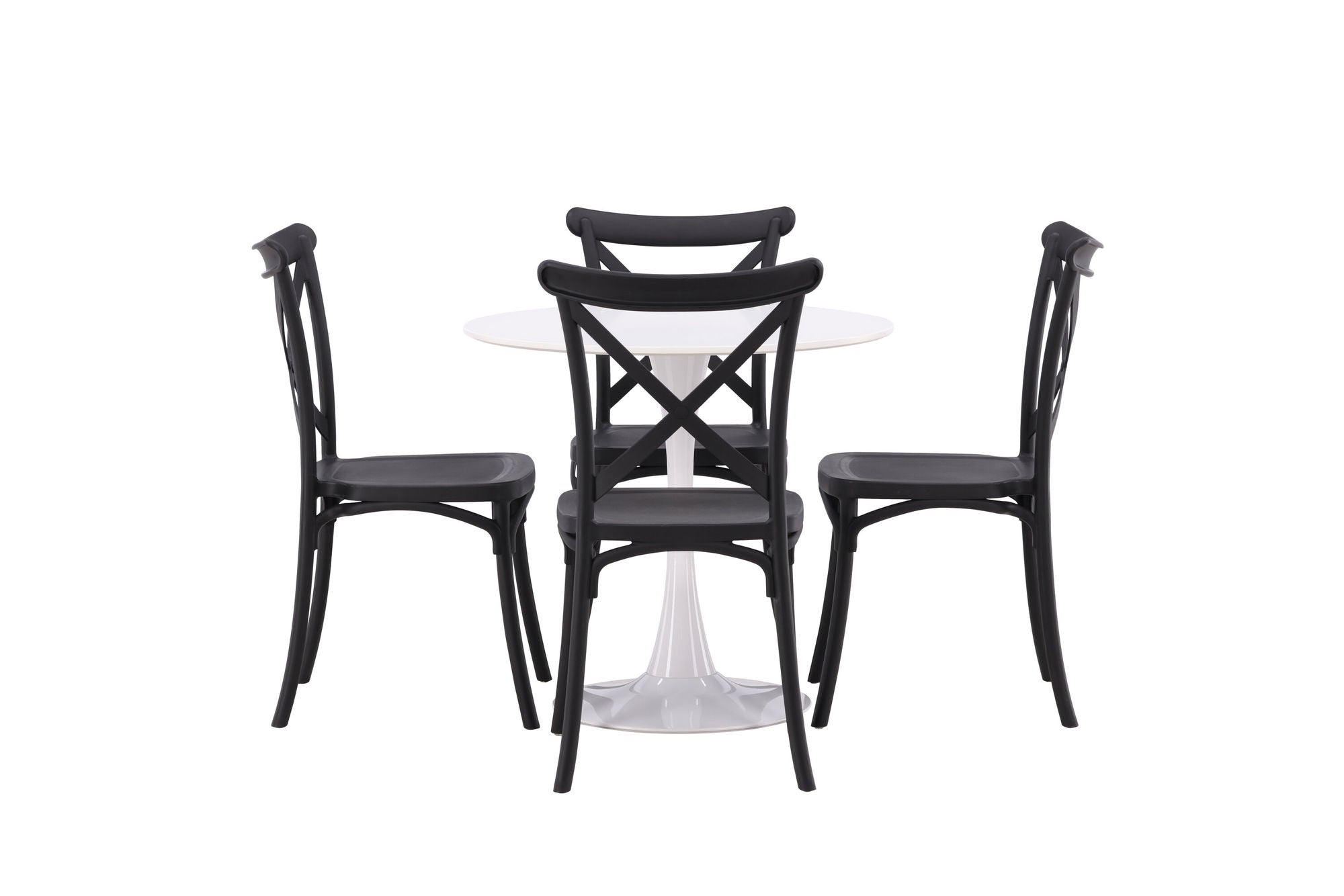 Venture Home Hamden spisebord - White MDF+Crosett Spisebordsstol - Matte Black / Matte Black Plastic_4