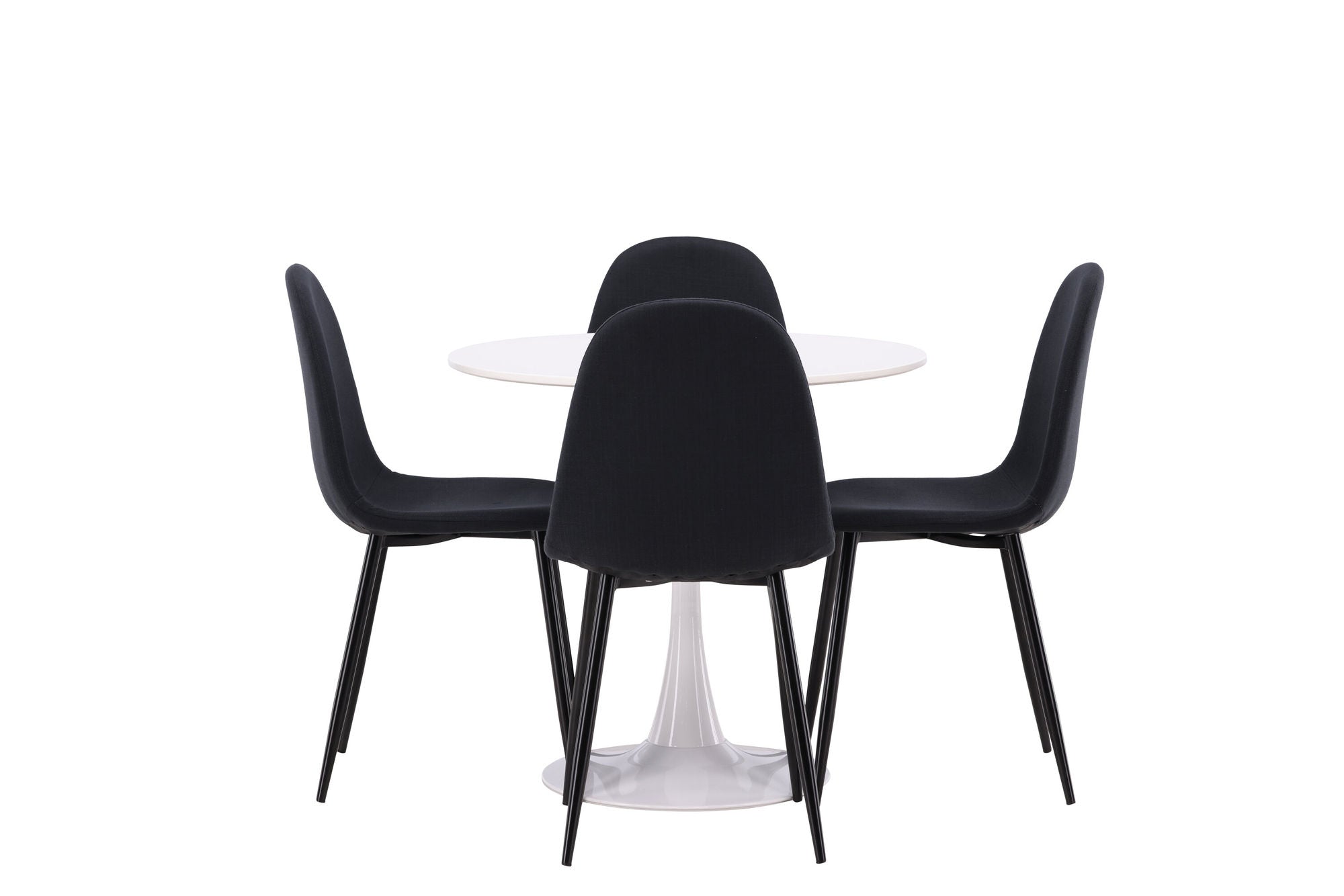 Venture Home Hamden spisebord - White MDF+Polar Spisebordsstol - Black Legs - Black Fabric_4