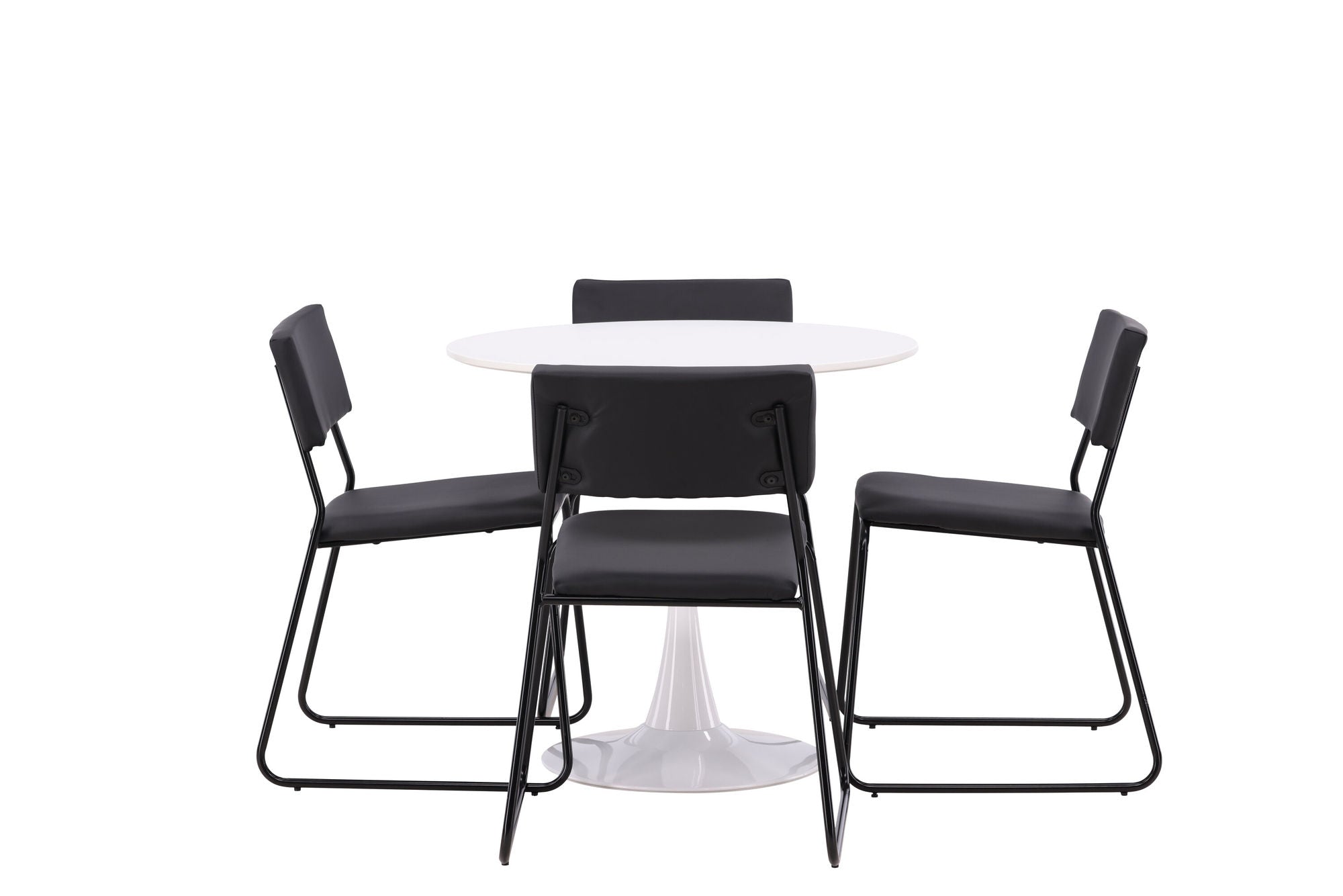 Venture Home Hamden spisebord - White MDF+Kenth stol - Black / Black PU_4
