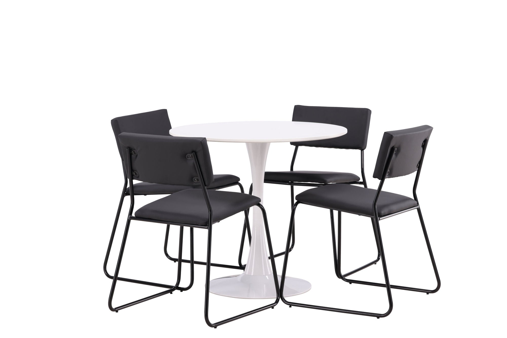 Venture Home Hamden spisebord - White MDF+Kenth stol - Black / Black PU_4