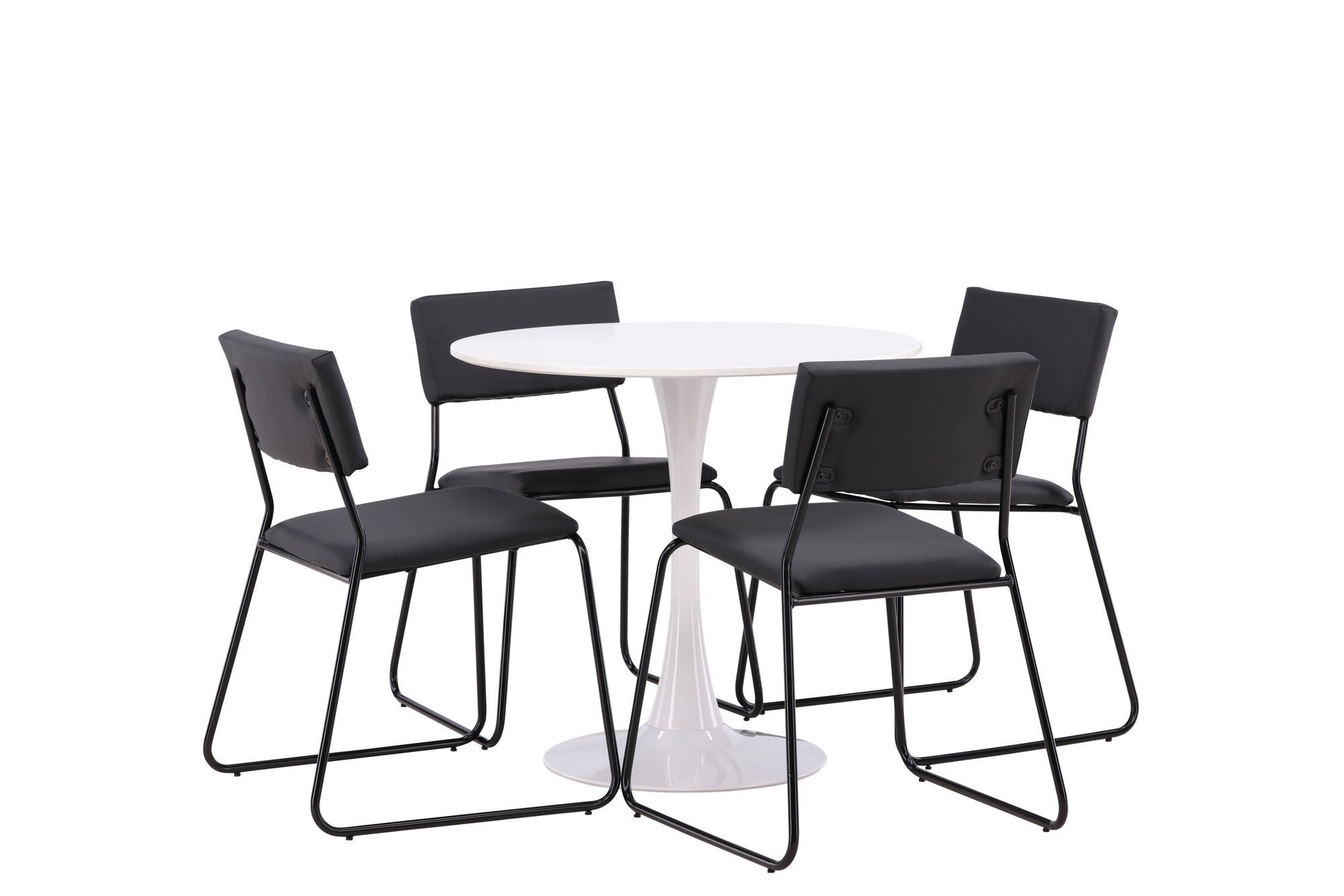Venture Home Hamden spisebord - White MDF+Kenth stol - Black / Black PU_4