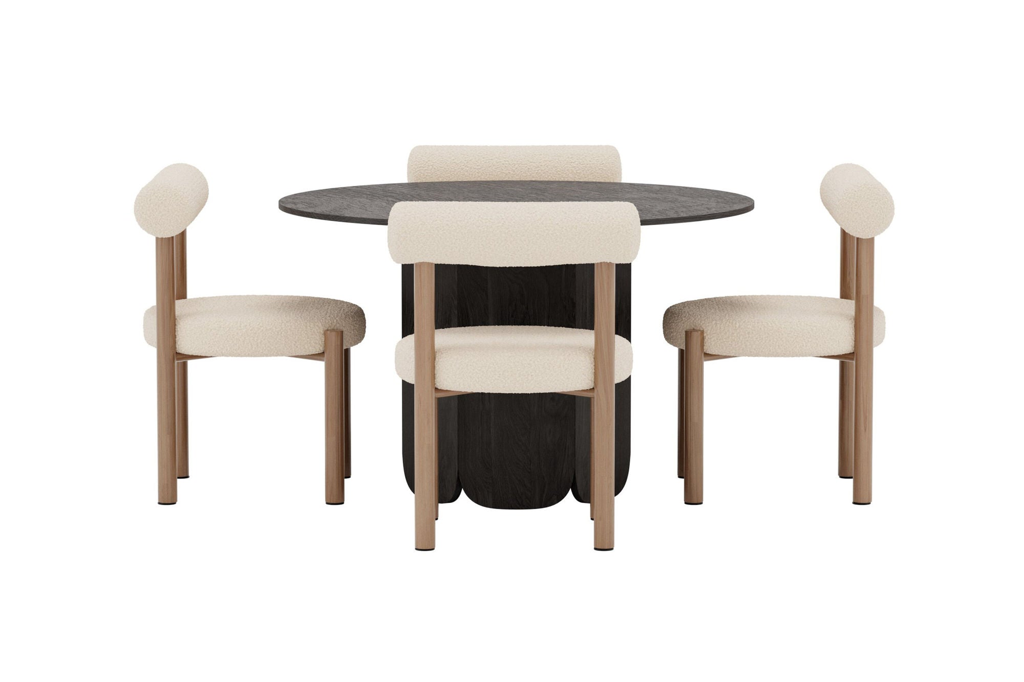 Venture Home Tekla rund spisebord Ø120x75 Black 3D + Tillo stol 2-pack Woodlook/White _4
