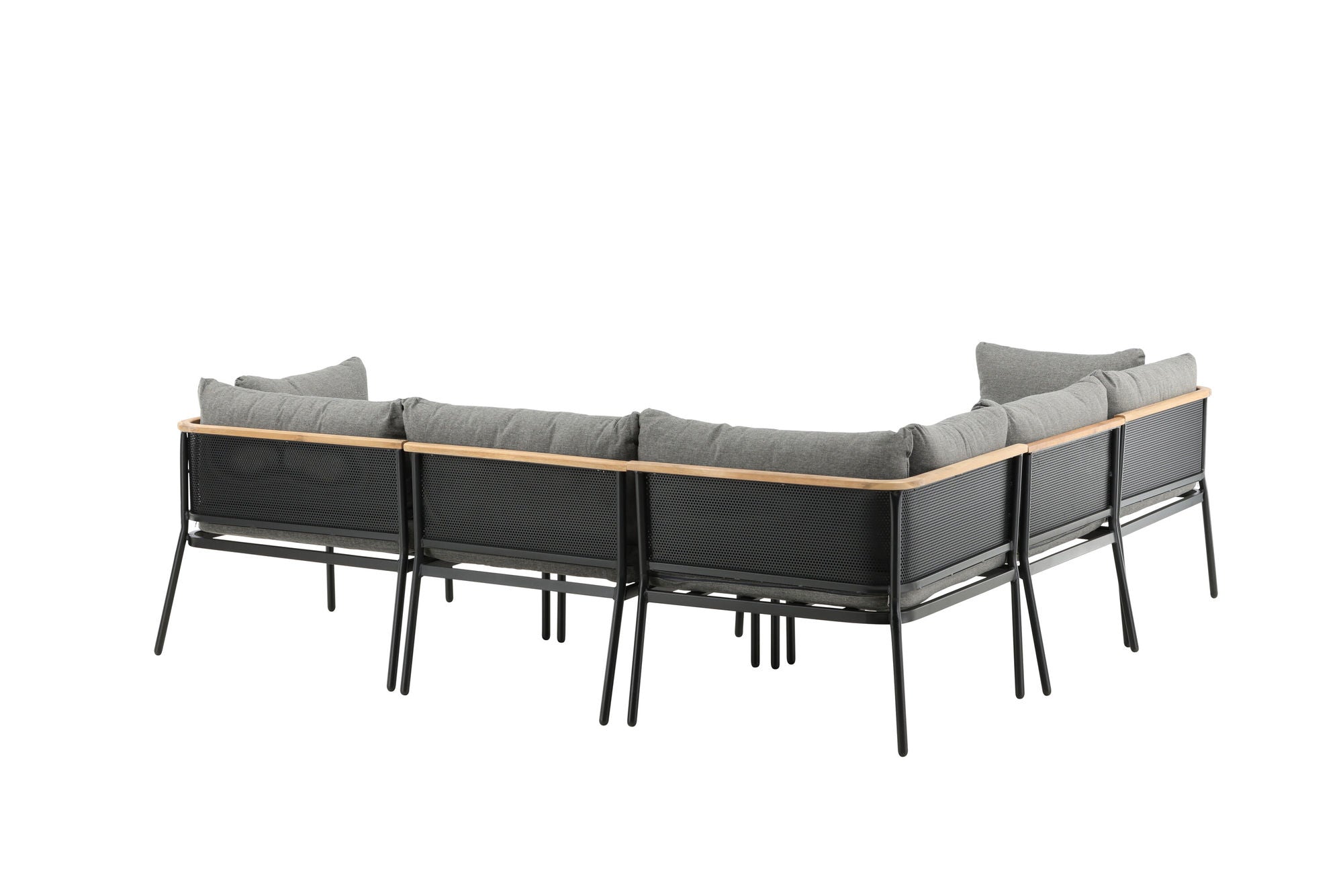 Venture Home Nettan - hjørne sofa set - black Steel / Grey Cushion / Teak