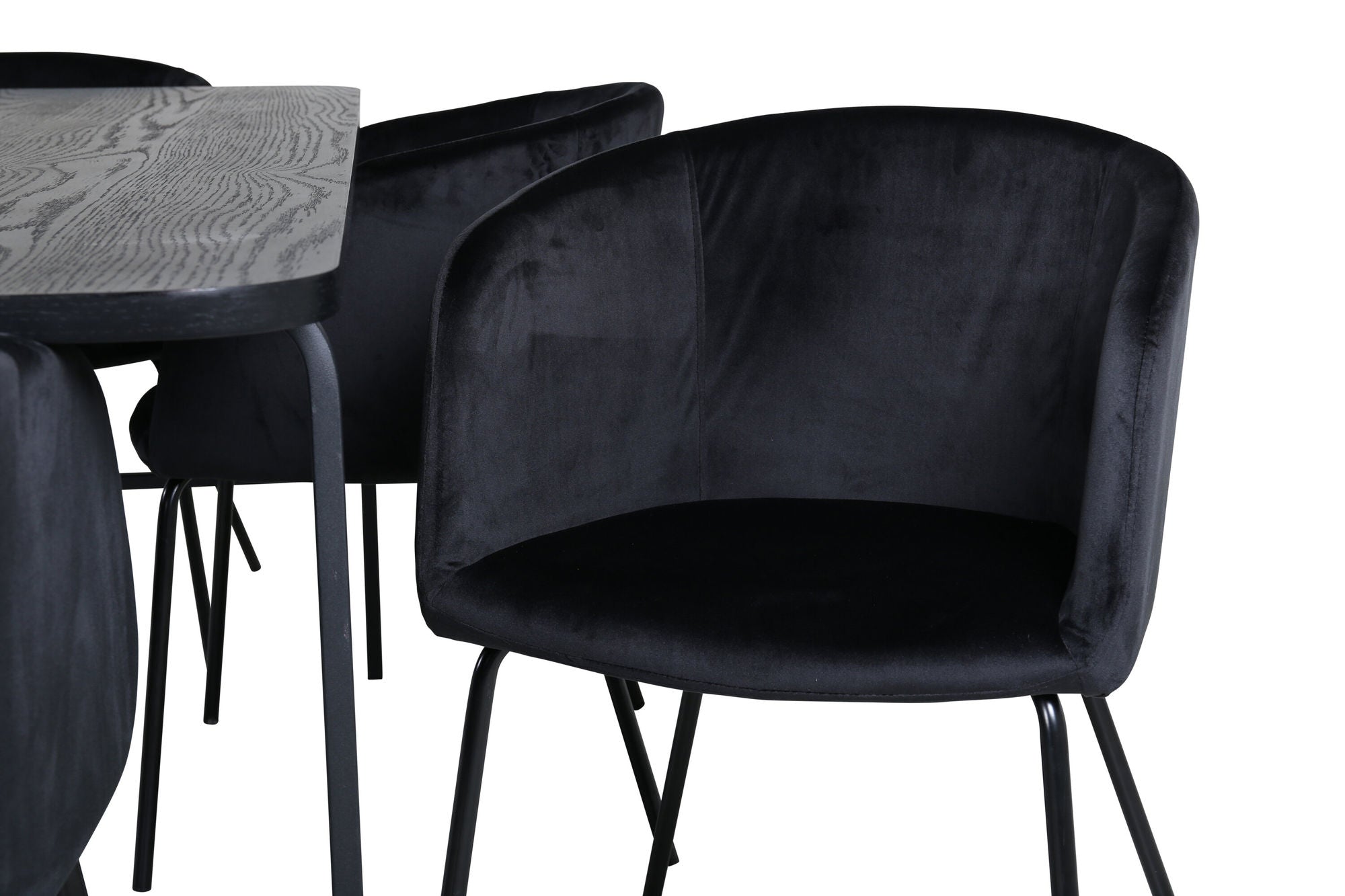 Venture Home Uno spisebord - Black / Black Veneer+Berit stol - Black / Black Velvet_6