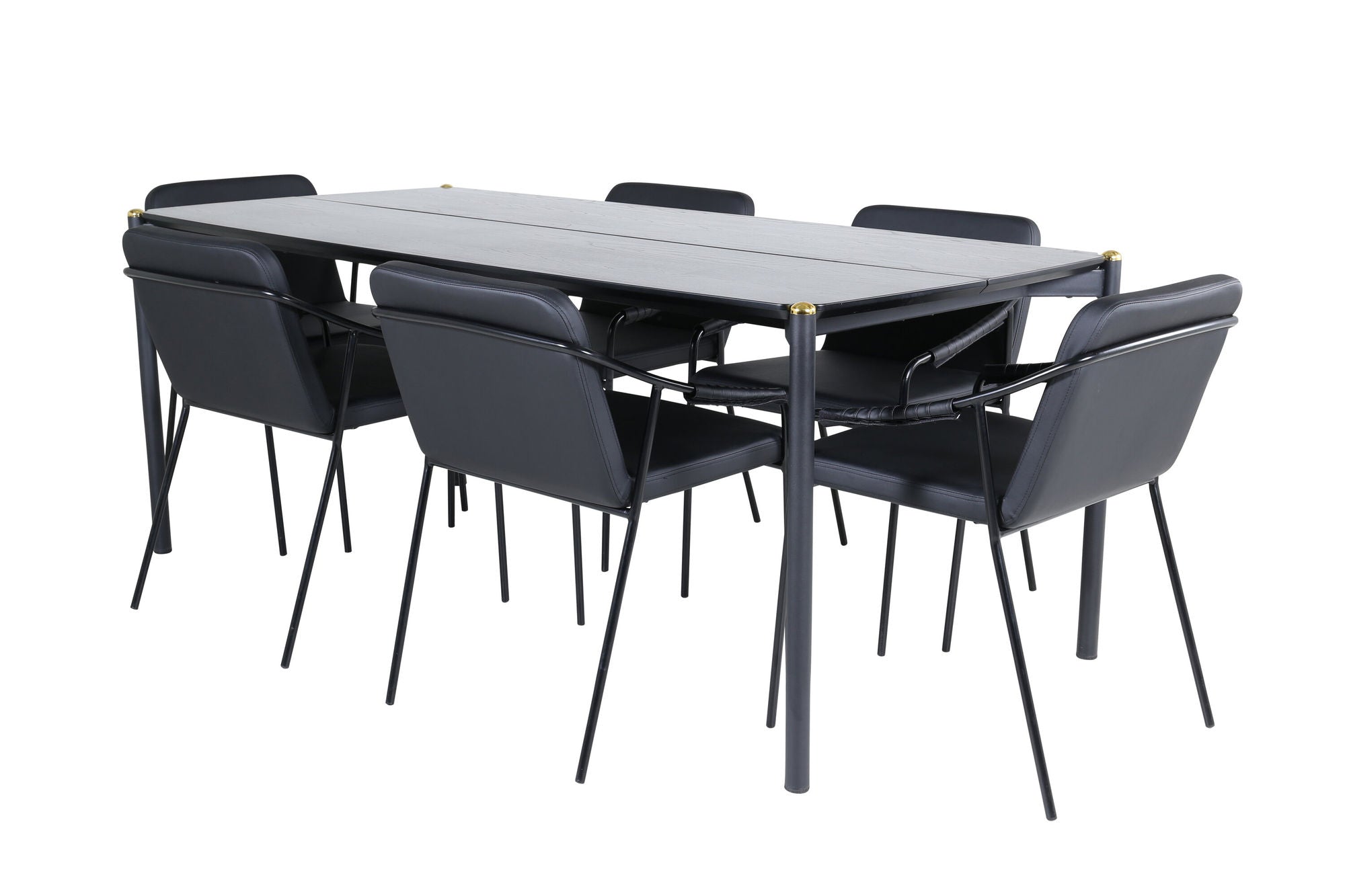 Venture Home Pelle spisebord - Black / black Black+Tvist stol - Black / Black PU_6