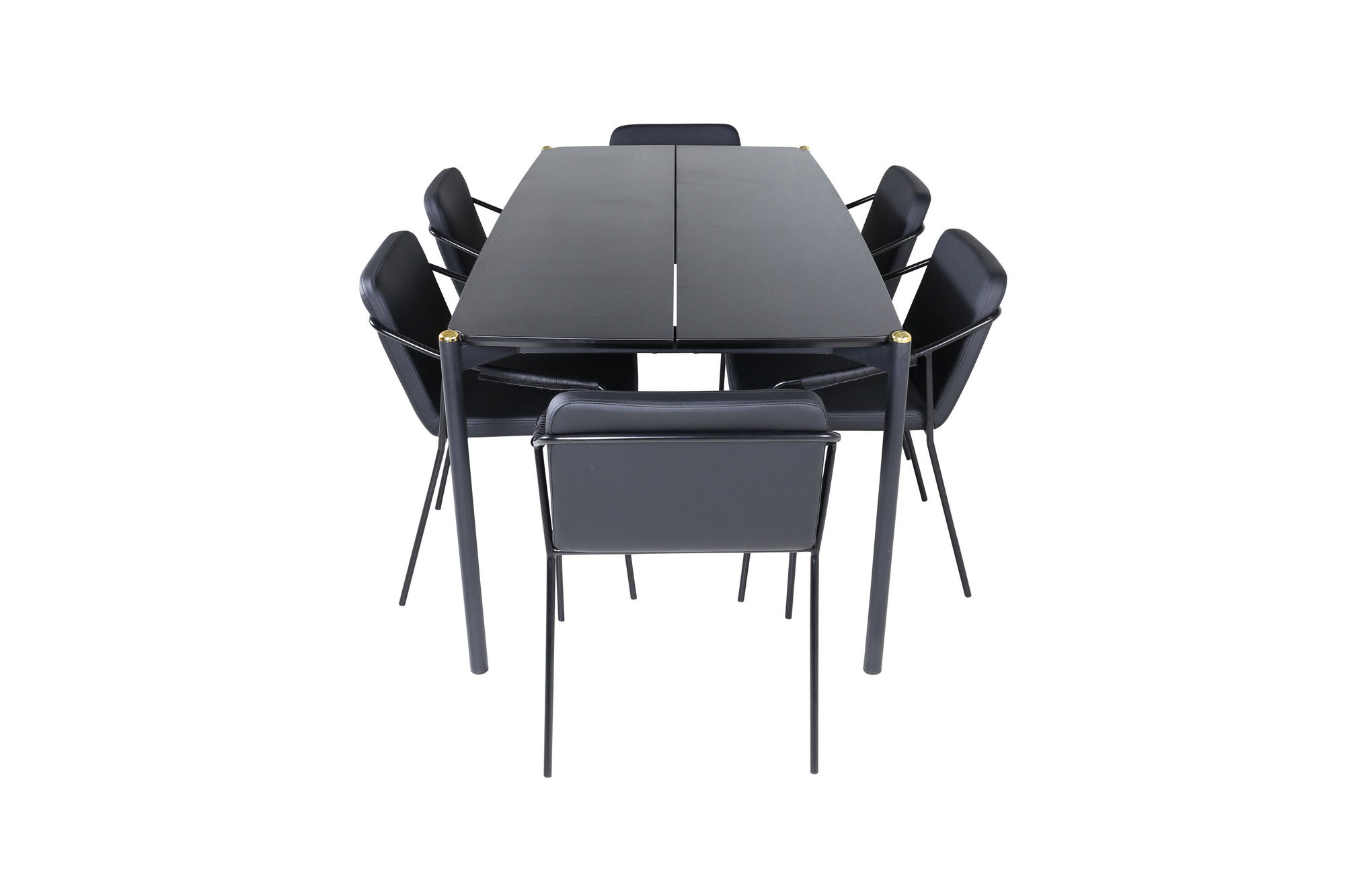 Venture Home Pelle spisebord - Black / black Black+Tvist stol - Black / Black PU_6