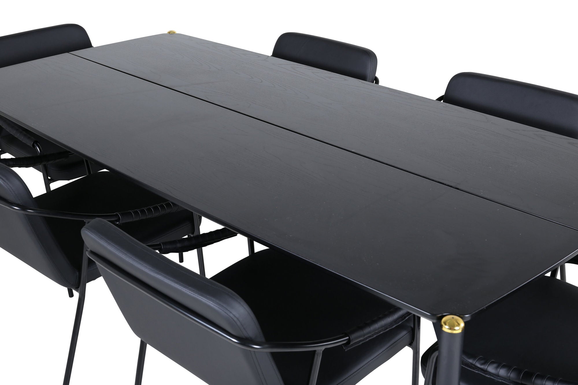 Venture Home Pelle spisebord - Black / black Black+Tvist stol - Black / Black PU_6