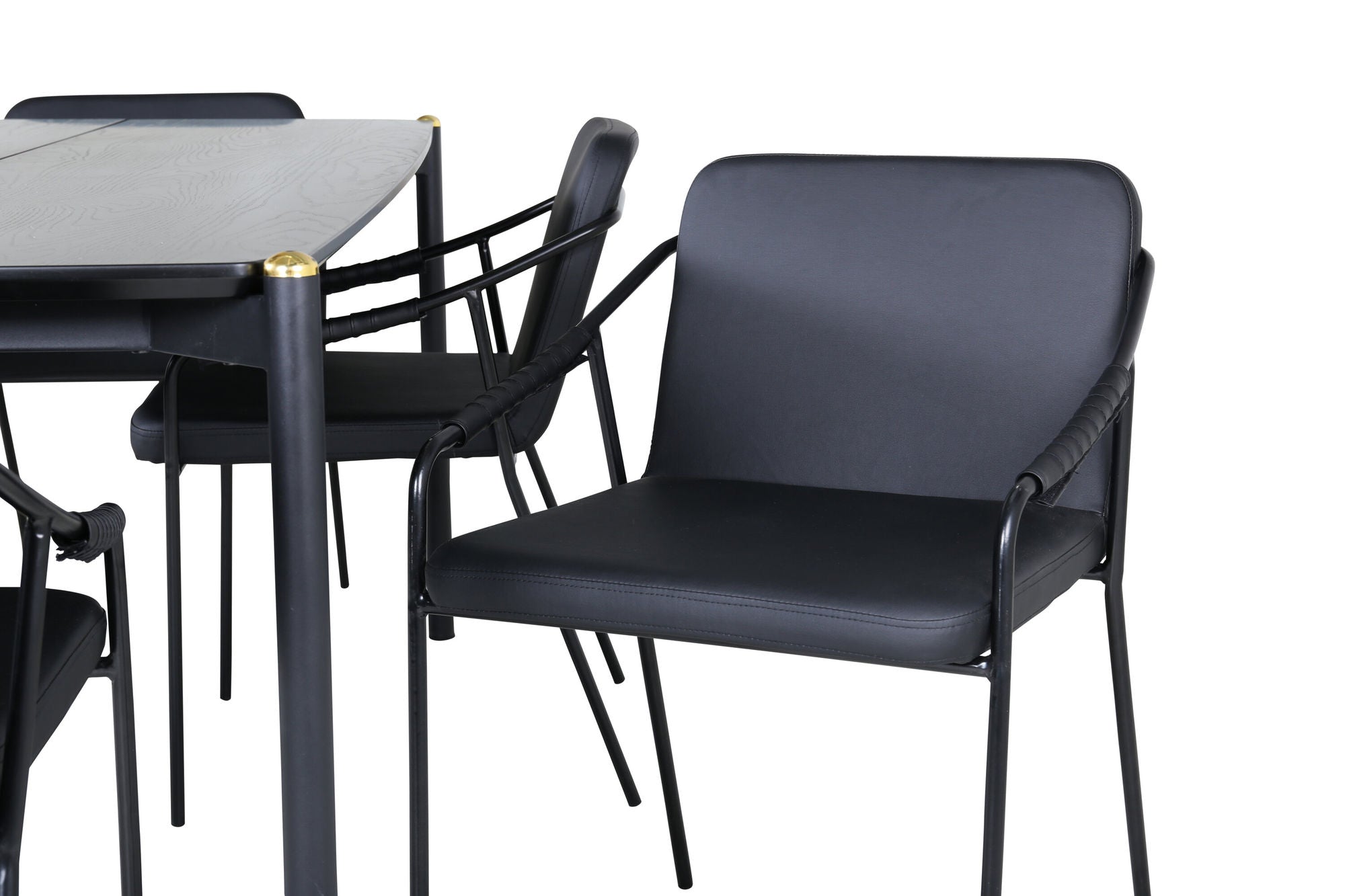 Venture Home Pelle spisebord - Black / black Black+Tvist stol - Black / Black PU_6