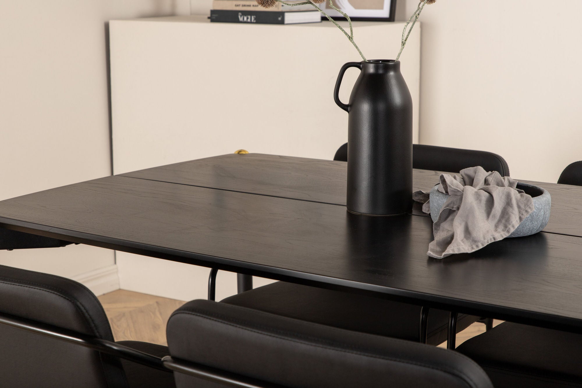 Venture Home Pelle spisebord - Black / black Black+Tvist stol - Black / Black PU_6