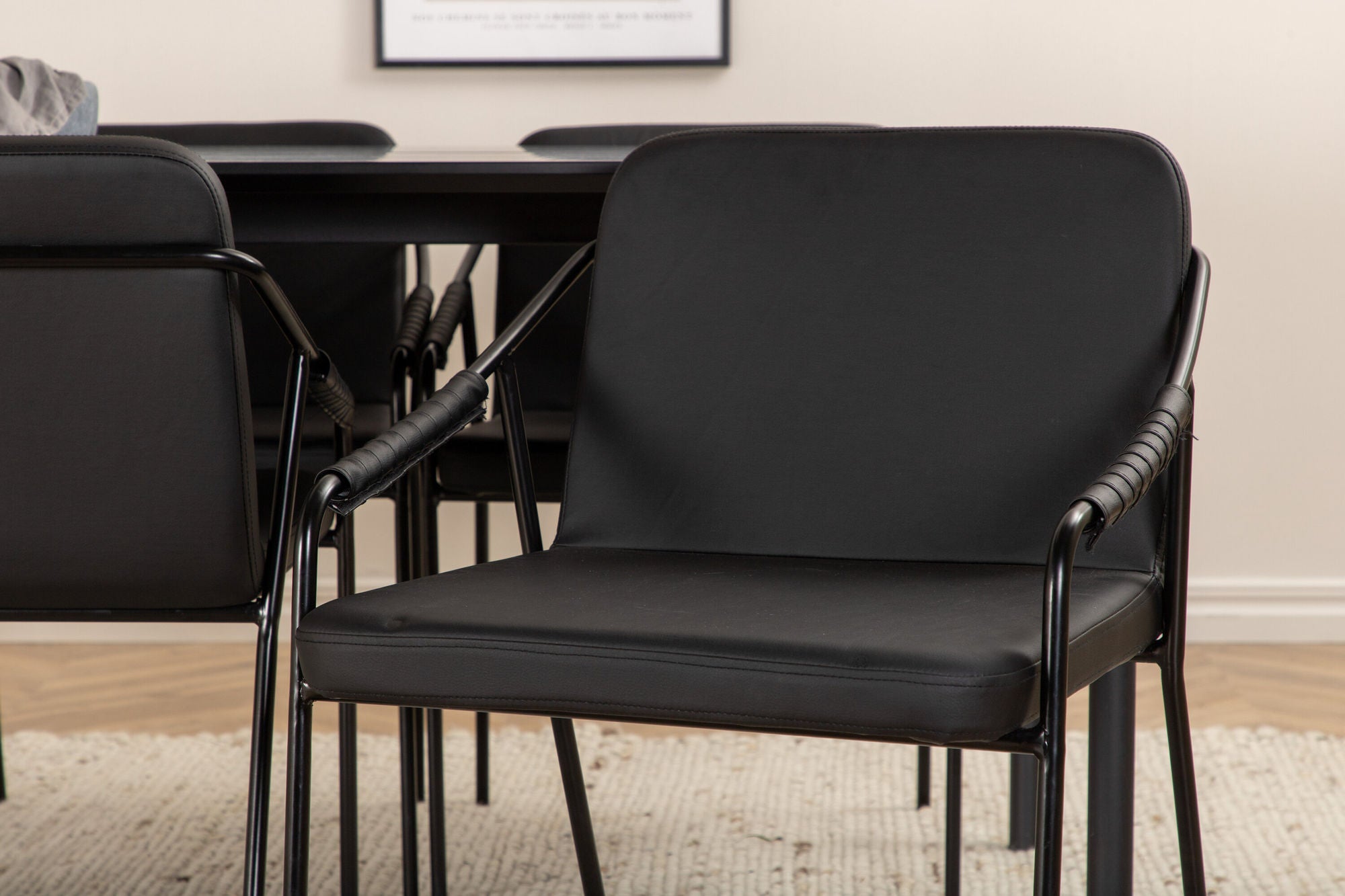 Venture Home Pelle spisebord - Black / black Black+Tvist stol - Black / Black PU_6