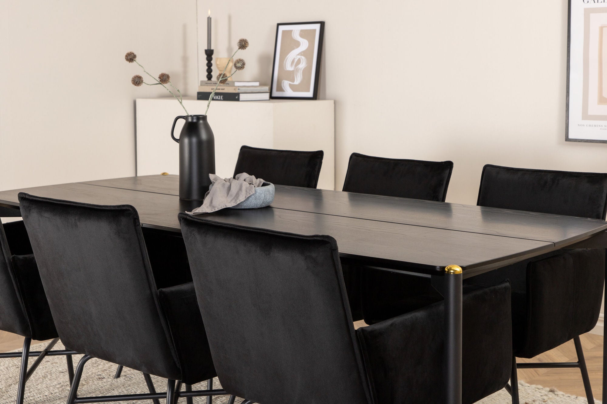 Venture Home Pelle spisebord - Black / black Black+Petra stol - Black / Black Velvet_6