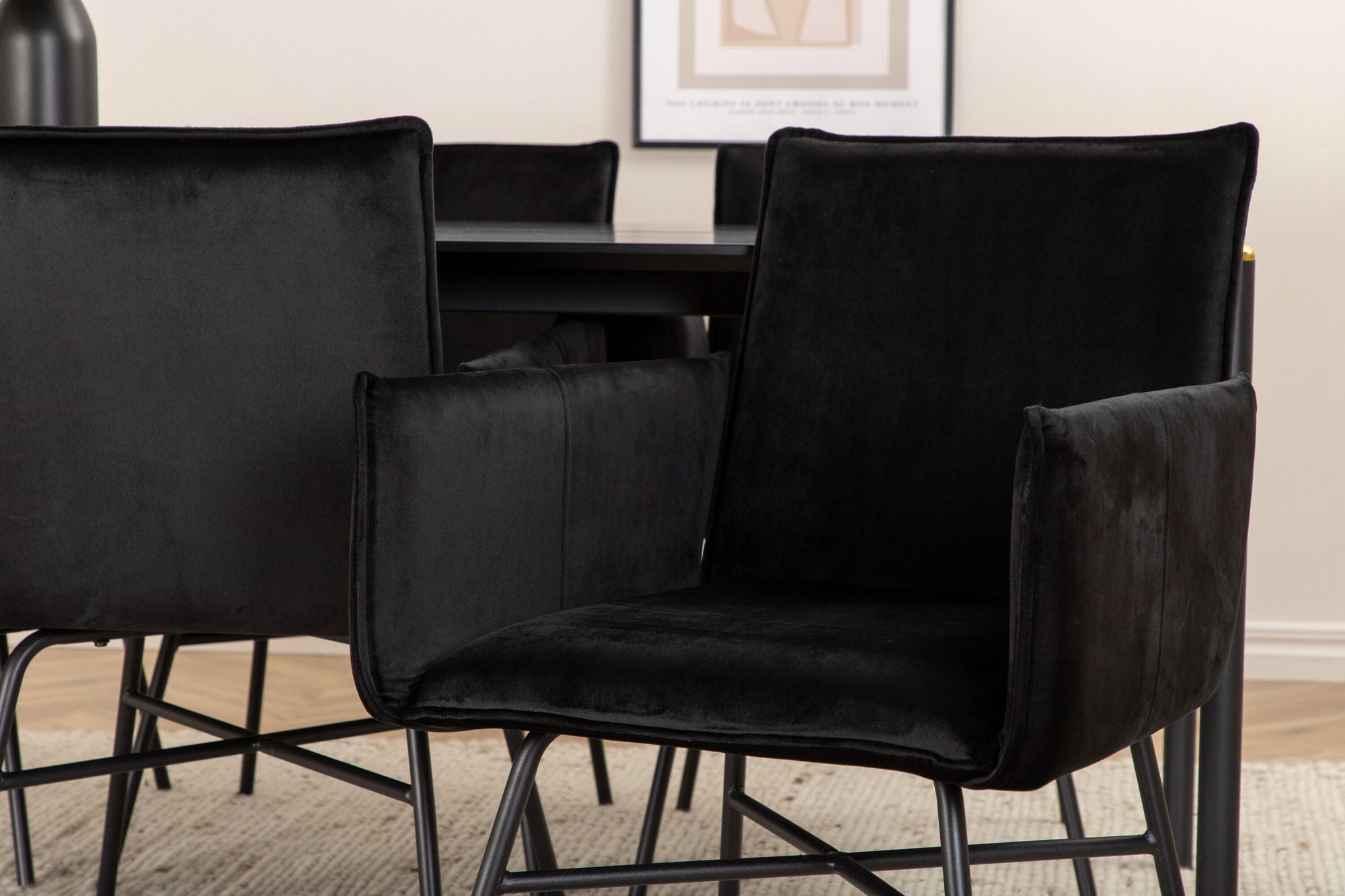 Venture Home Pelle spisebord - Black / black Black+Petra stol - Black / Black Velvet_6
