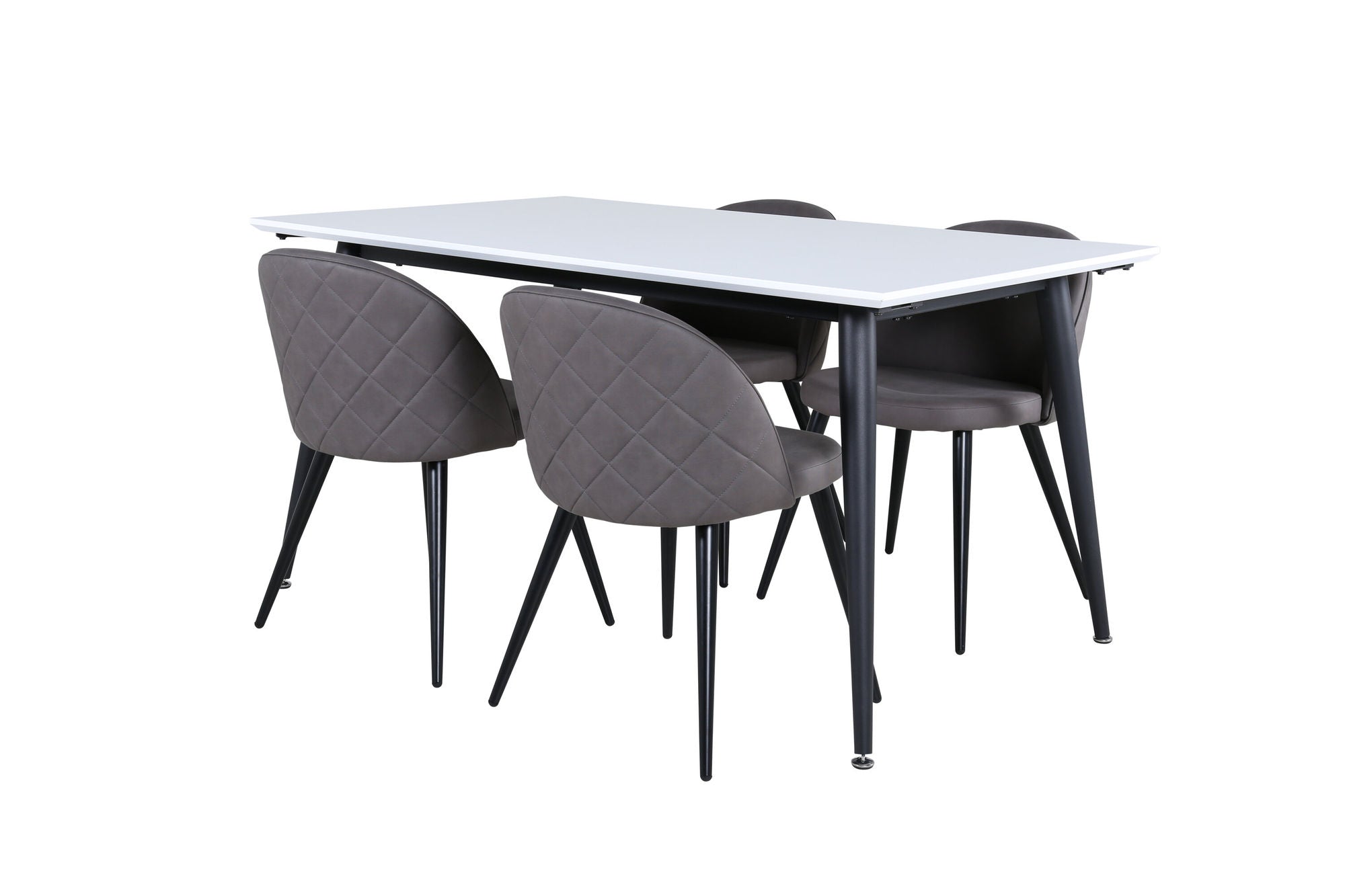 Venture Home Jimmy spisebord - Black / White HPL+Velvet Stitches stol - Black / Grey Micro Fibre_4