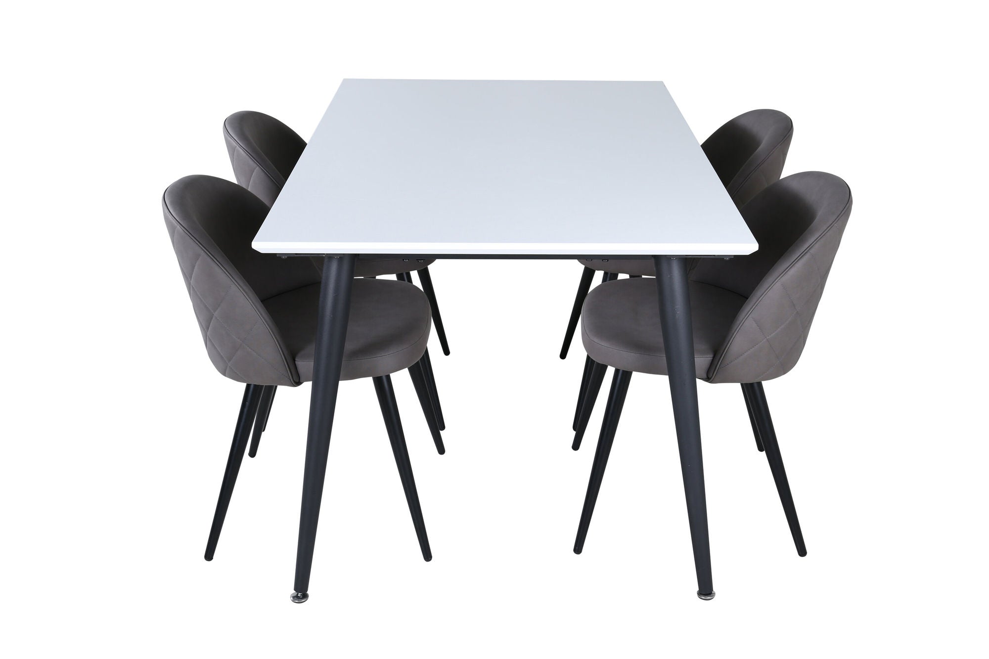 Venture Home Jimmy spisebord - Black / White HPL+Velvet Stitches stol - Black / Grey Micro Fibre_4
