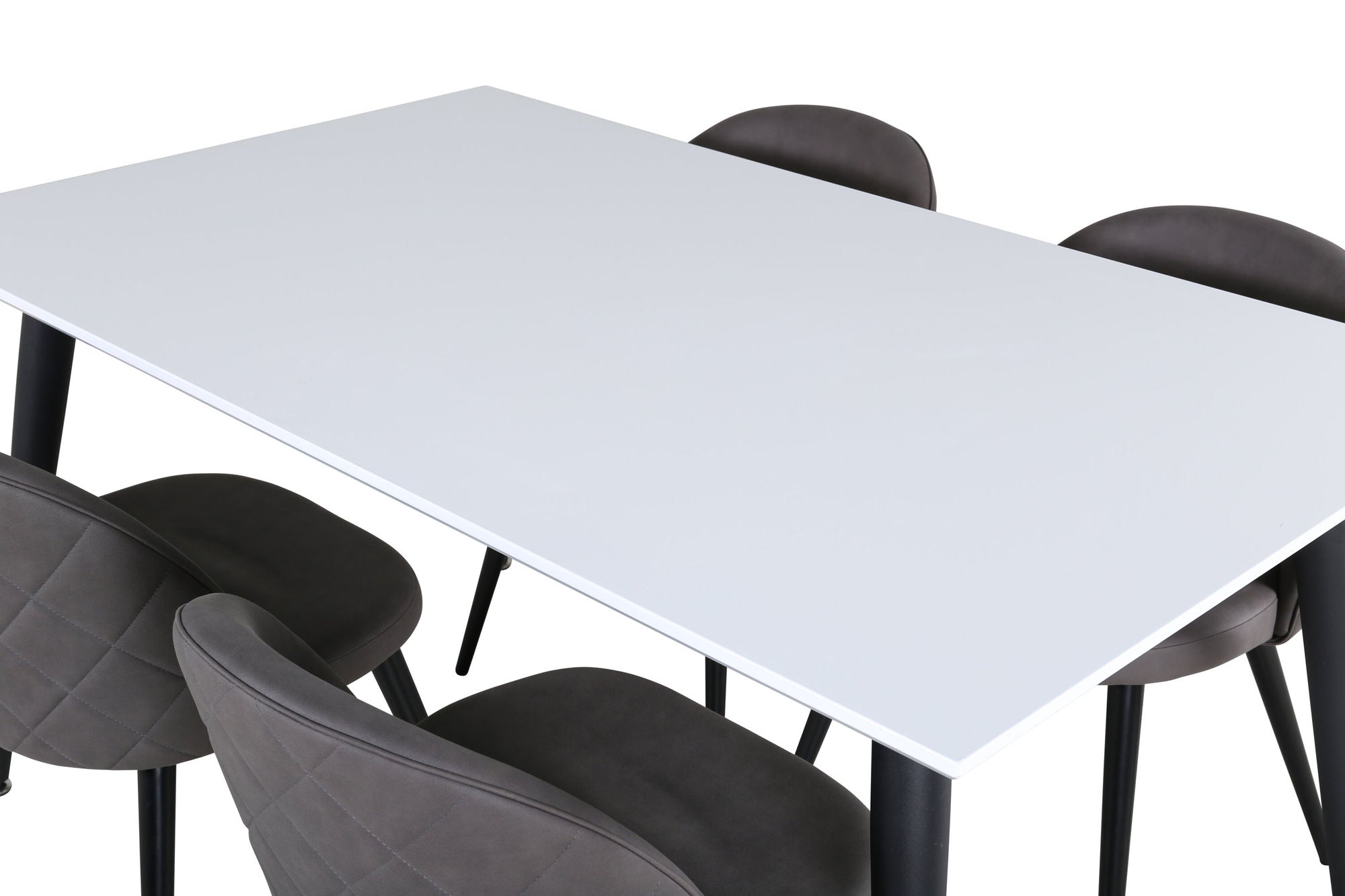 Venture Home Jimmy spisebord - Black / White HPL+Velvet Stitches stol - Black / Grey Micro Fibre_4