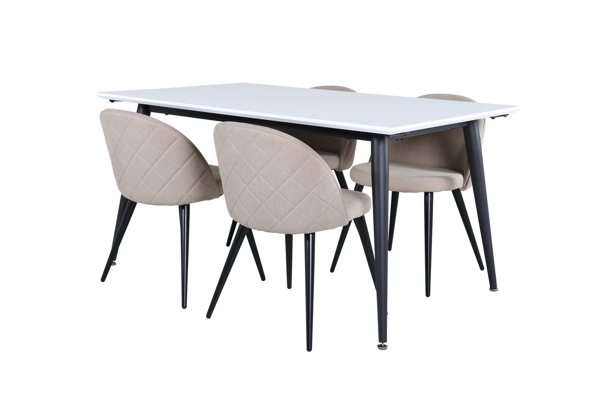 Venture Home Jimmy spisebord - Black / White HPL+Velvet Stitches stol - Black / Beige Fabric (Polyester linen )_4