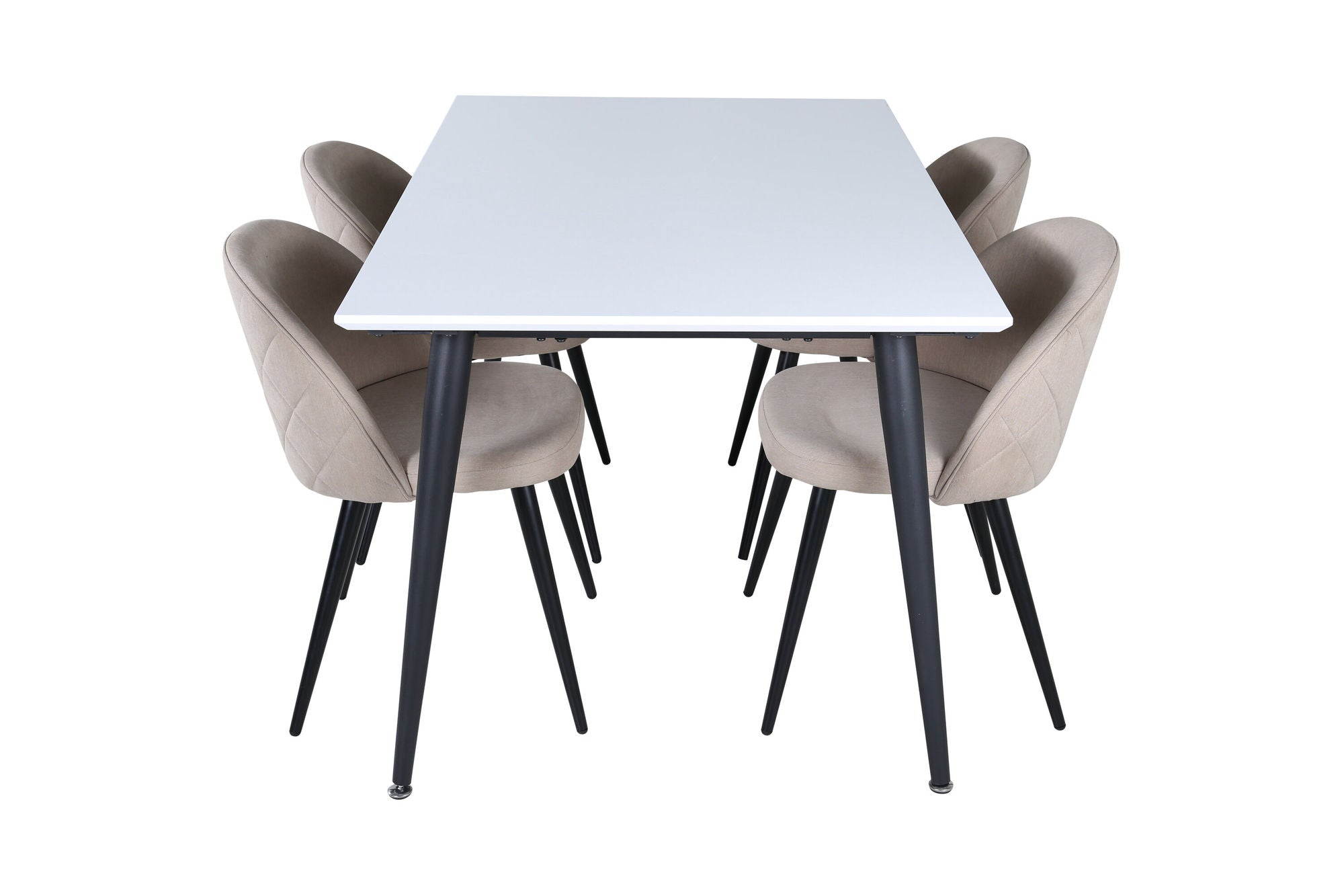 Venture Home Jimmy spisebord - Black / White HPL+Velvet Stitches stol - Black / Beige Fabric (Polyester linen )_4