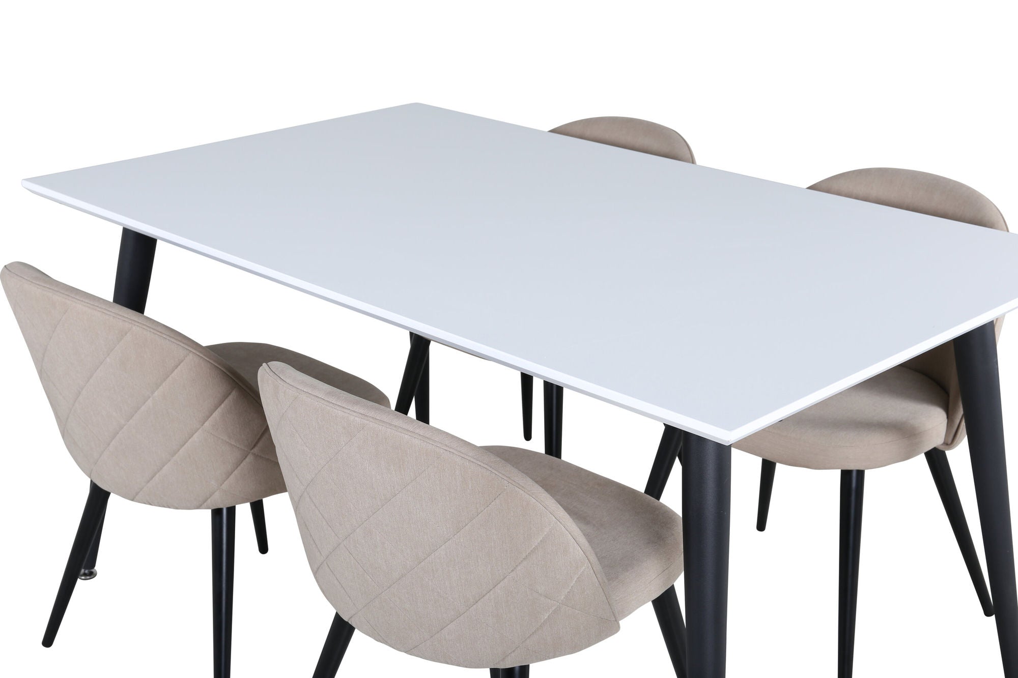 Venture Home Jimmy spisebord - Black / White HPL+Velvet Stitches stol - Black / Beige Fabric (Polyester linen )_4