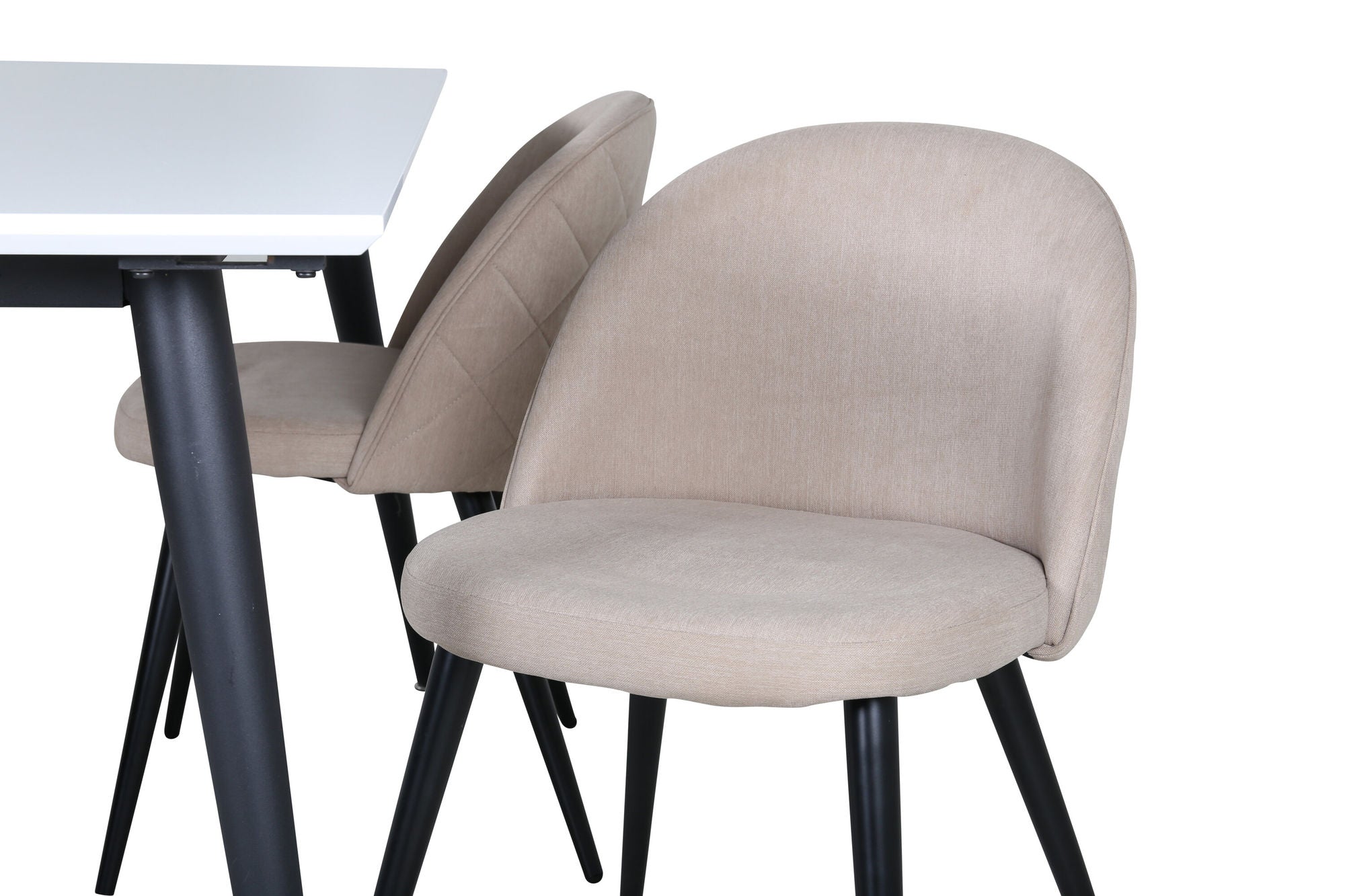 Venture Home Jimmy spisebord - Black / White HPL+Velvet Stitches stol - Black / Beige Fabric (Polyester linen )_4