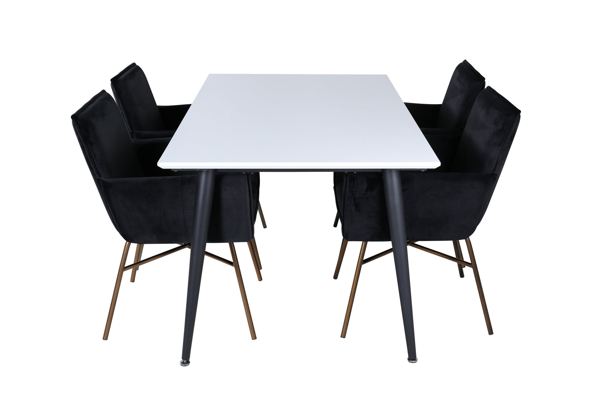 Venture Home Jimmy spisebord - Black / White HPL+Petra stol - Distressed Copper / Black Velvet_4