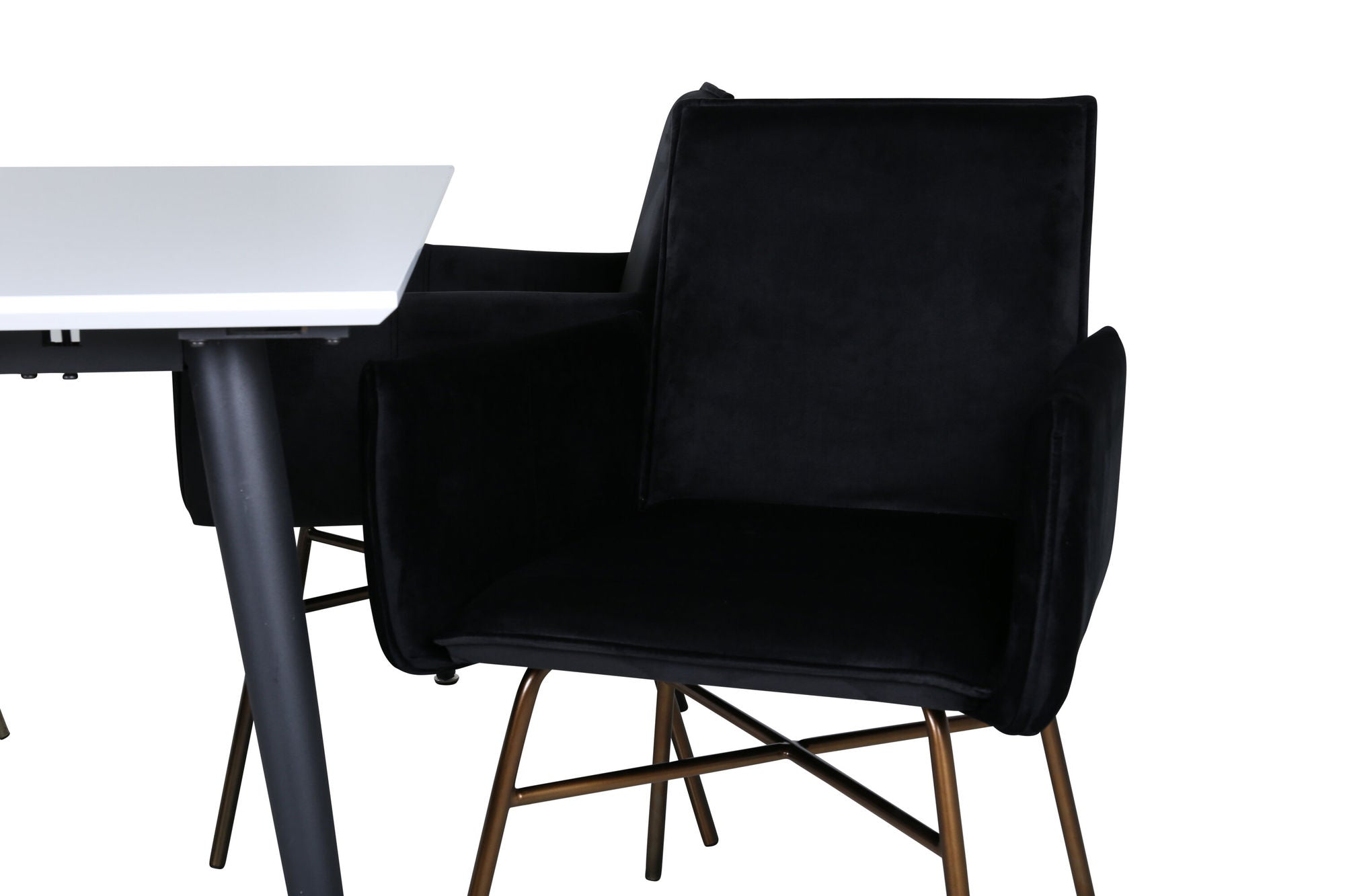 Venture Home Jimmy spisebord - Black / White HPL+Petra stol - Distressed Copper / Black Velvet_4