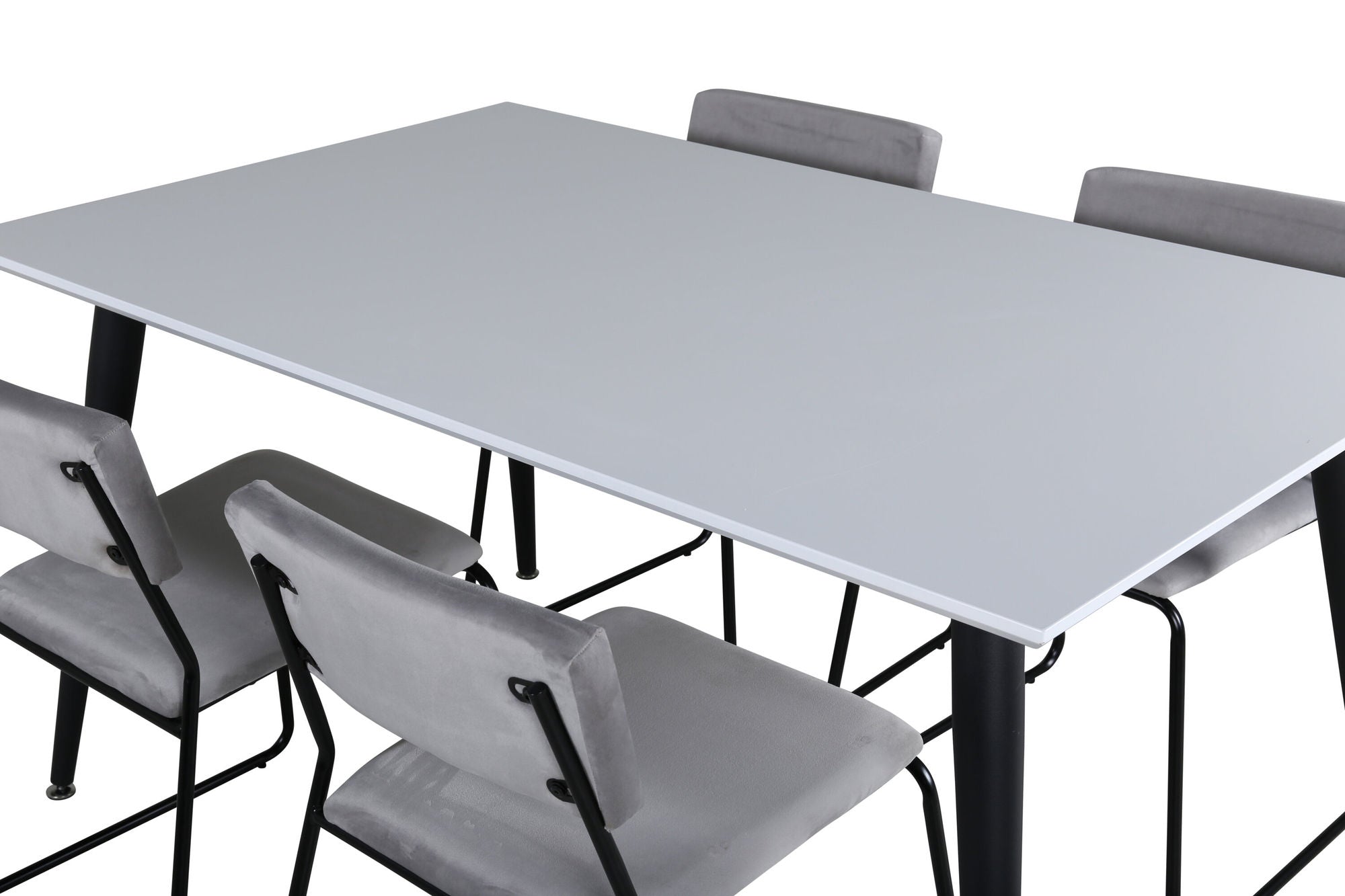 Venture Home Jimmy spisebord - Black / White HPL+Kenth stol - Black / Light Grey Velvet_4
