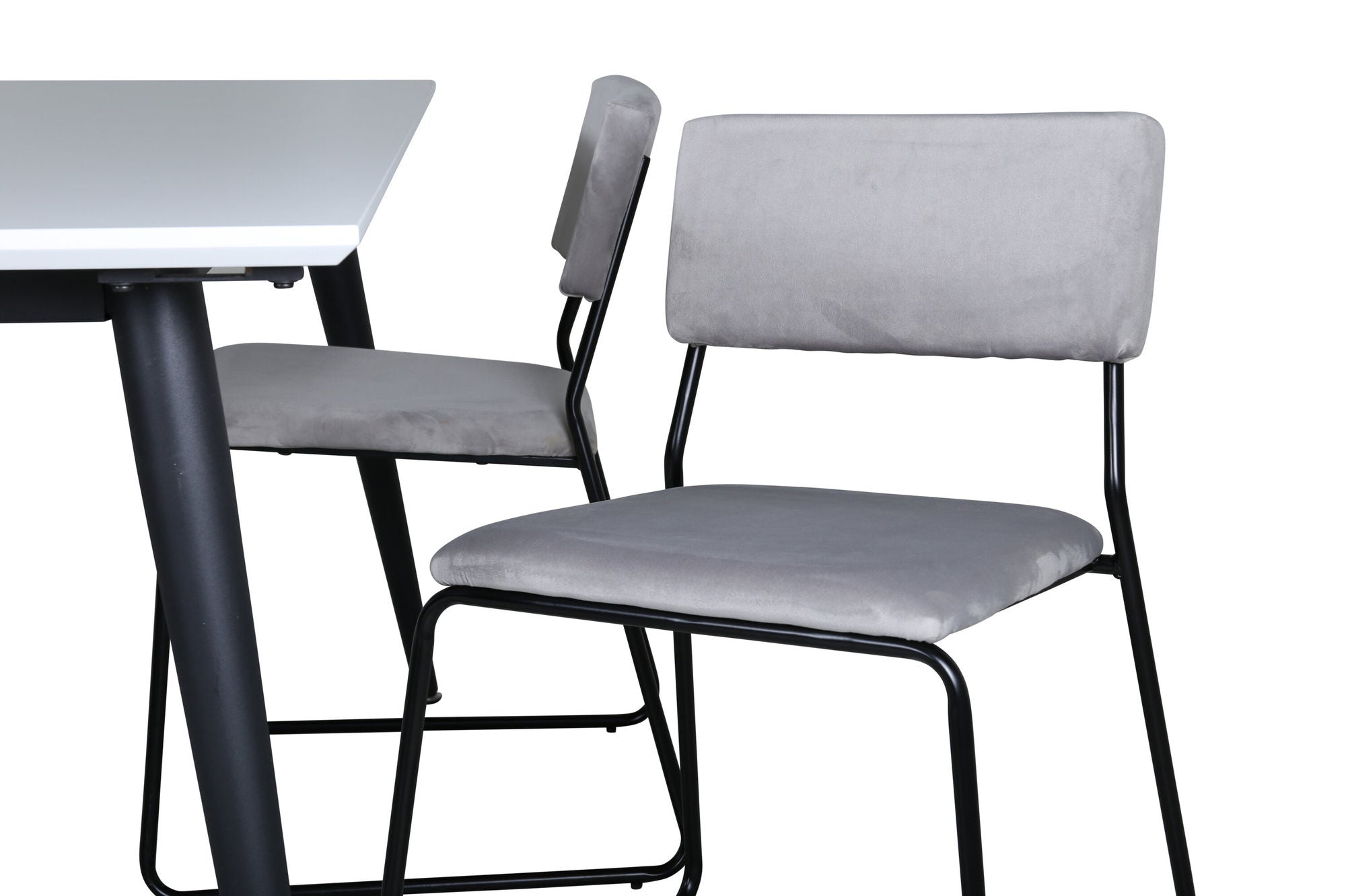 Venture Home Jimmy spisebord - Black / White HPL+Kenth stol - Black / Light Grey Velvet_4