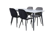 Venture Home Jimmy spisebord - Black / White HPL+Emma stol - Black / Black and Light Grey Black Velvet in Back Grey Velvet in front_4