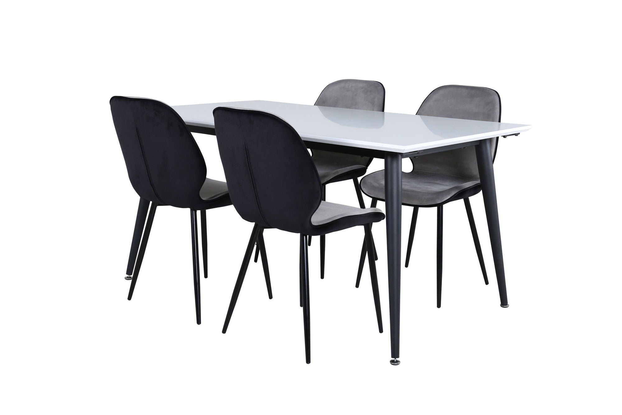 Venture Home Jimmy spisebord - Black / White HPL+Emma stol - Black / Black and Light Grey Black Velvet in Back Grey Velvet in front_4