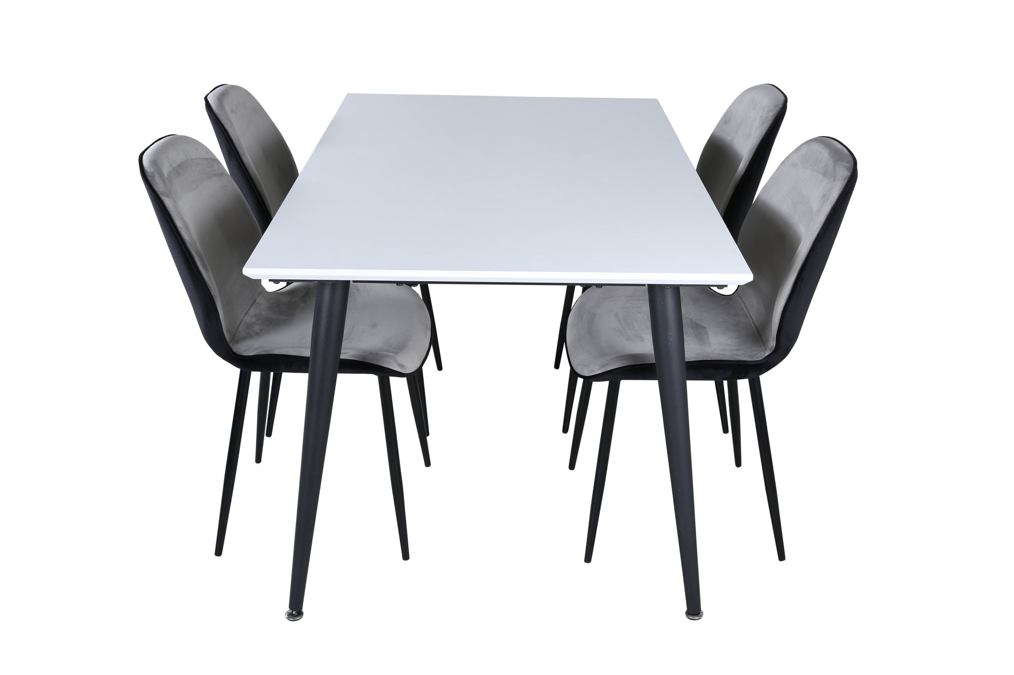 Venture Home Jimmy spisebord - Black / White HPL+Emma stol - Black / Black and Light Grey Black Velvet in Back Grey Velvet in front_4