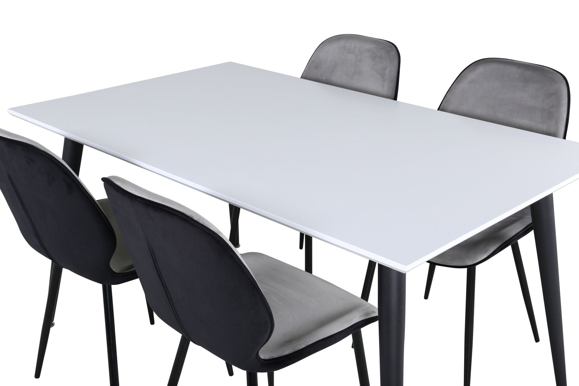 Venture Home Jimmy spisebord - Black / White HPL+Emma stol - Black / Black and Light Grey Black Velvet in Back Grey Velvet in front_4