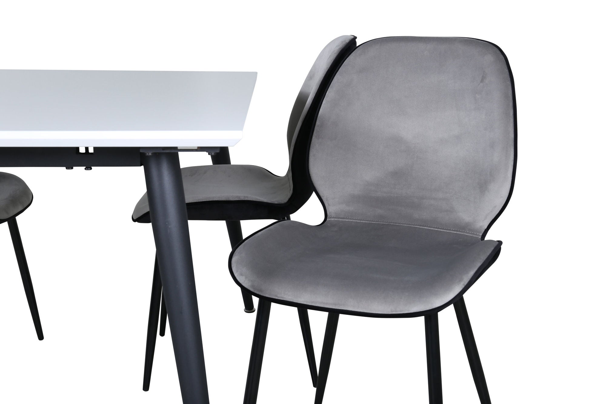 Venture Home Jimmy spisebord - Black / White HPL+Emma stol - Black / Black and Light Grey Black Velvet in Back Grey Velvet in front_4