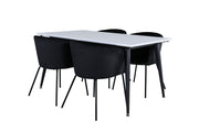 Venture Home Jimmy spisebord - Black / White HPL+Berit stol - Black / Black Velvet_4
