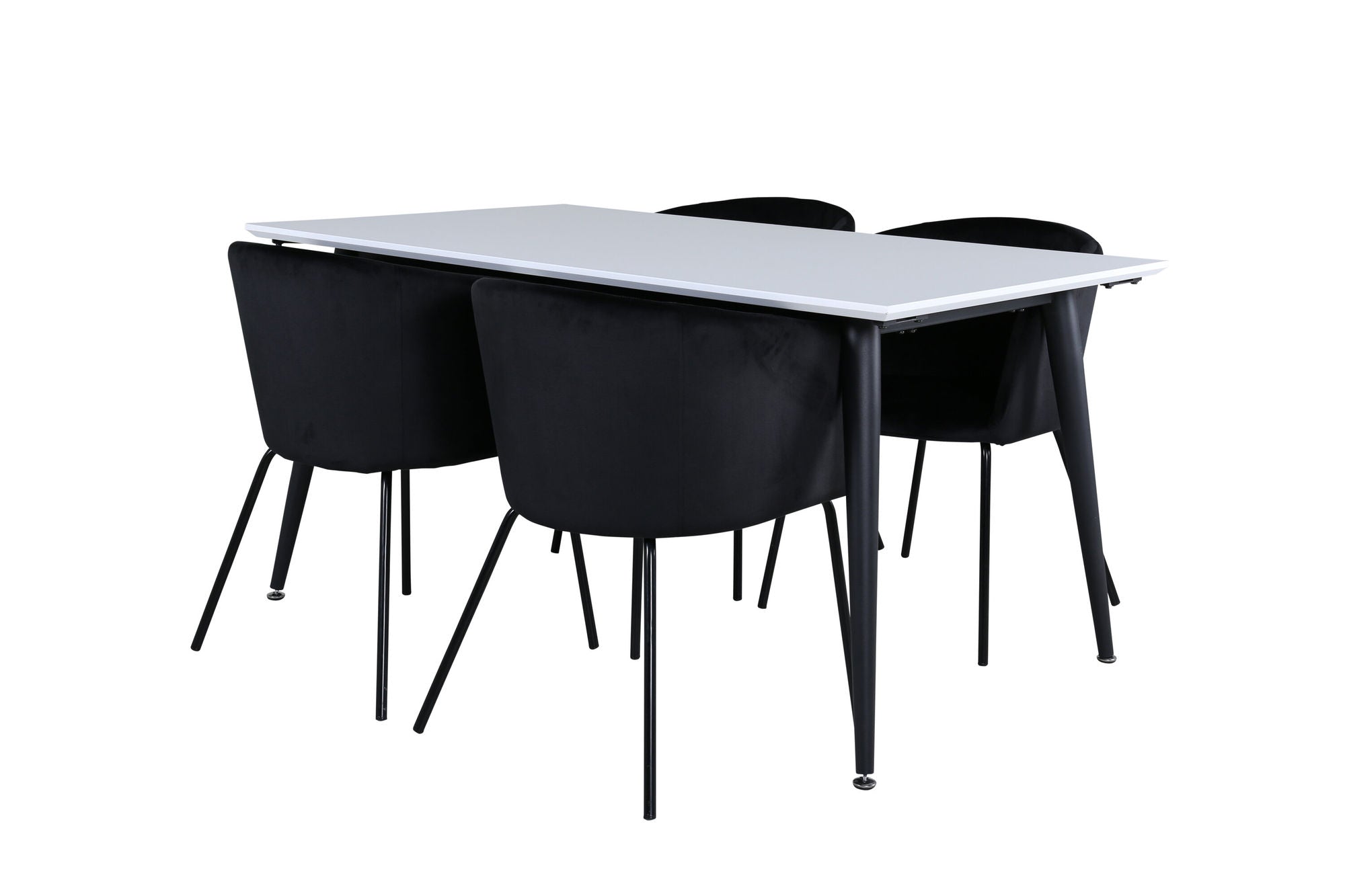 Venture Home Jimmy spisebord - Black / White HPL+Berit stol - Black / Black Velvet_4