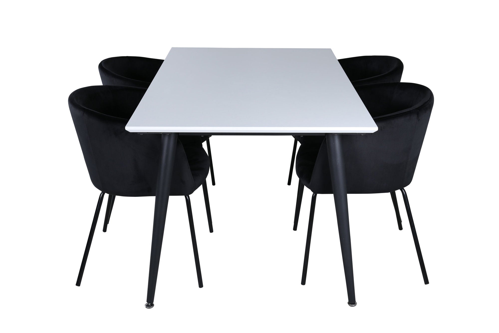 Venture Home Jimmy spisebord - Black / White HPL+Berit stol - Black / Black Velvet_4