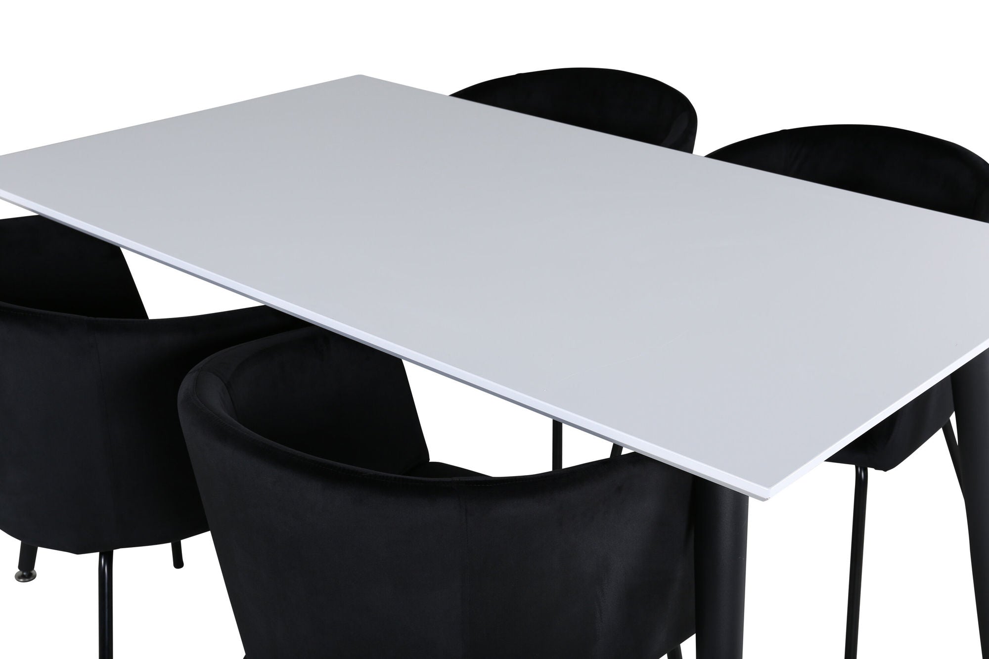 Venture Home Jimmy spisebord - Black / White HPL+Berit stol - Black / Black Velvet_4