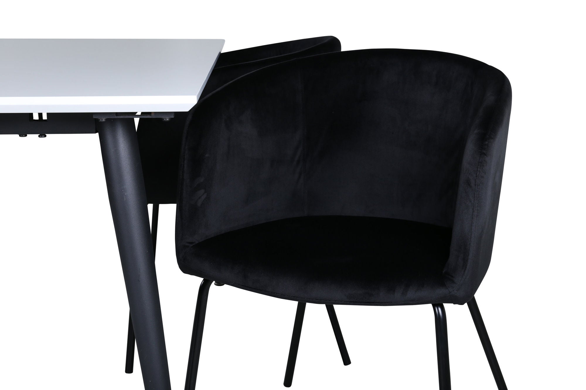 Venture Home Jimmy spisebord - Black / White HPL+Berit stol - Black / Black Velvet_4
