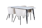 Venture Home Jimmy spisebord - Black / White HPL+Berit stol - Black / Beige Velvet_4