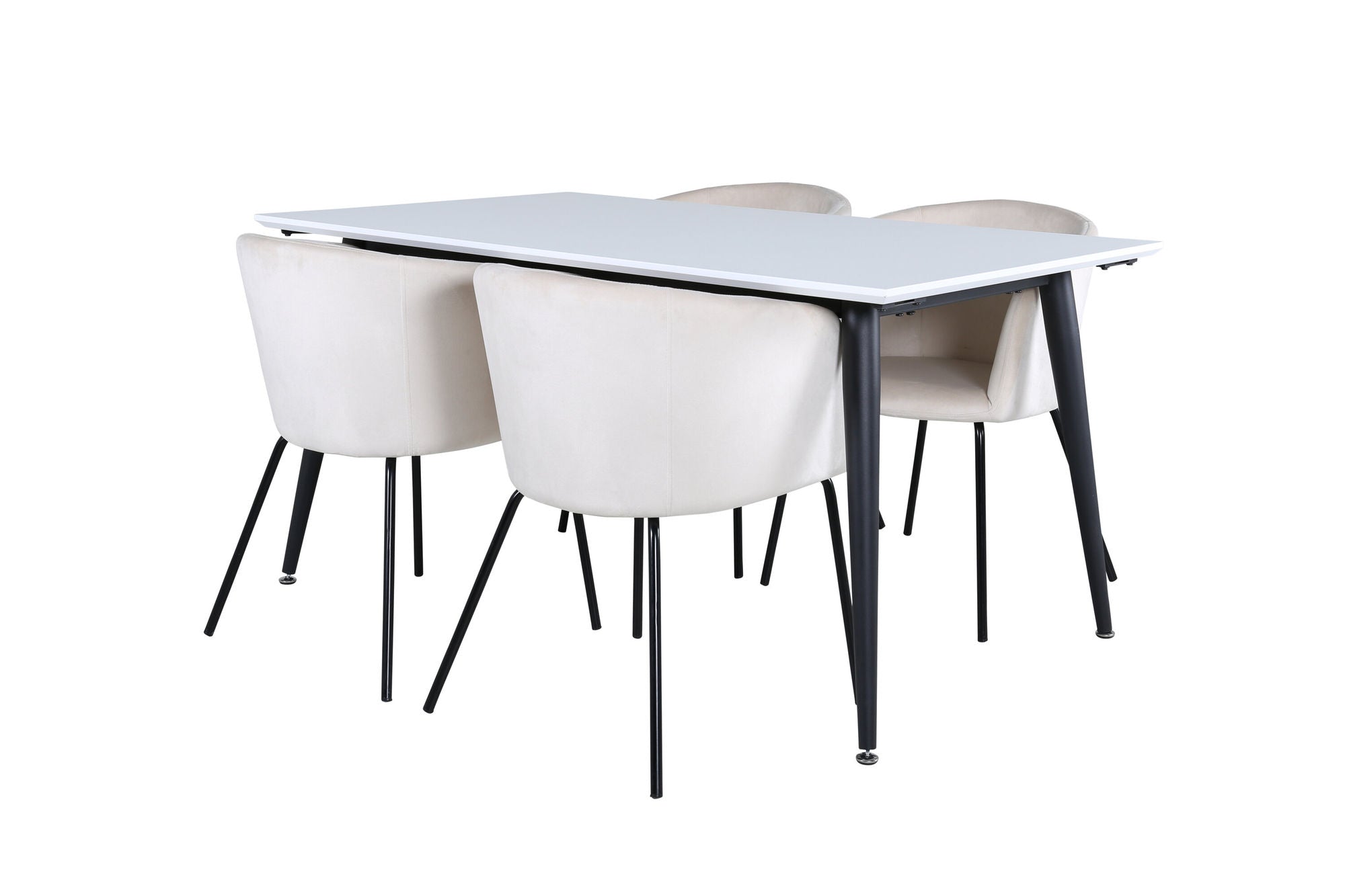 Venture Home Jimmy spisebord - Black / White HPL+Berit stol - Black / Beige Velvet_4