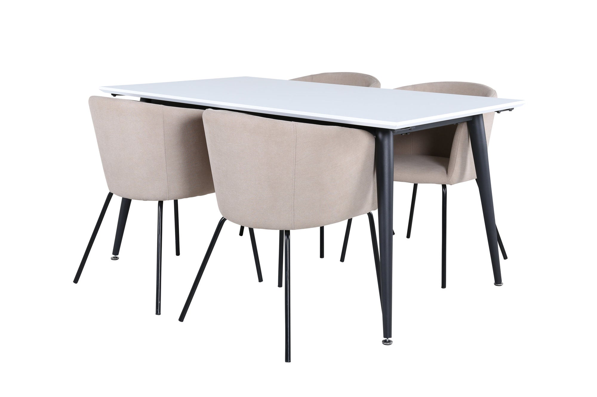 Venture Home Jimmy spisebord - Black / White HPL+Berit stol - Black / Beige Fabric (Polyester linen )_4