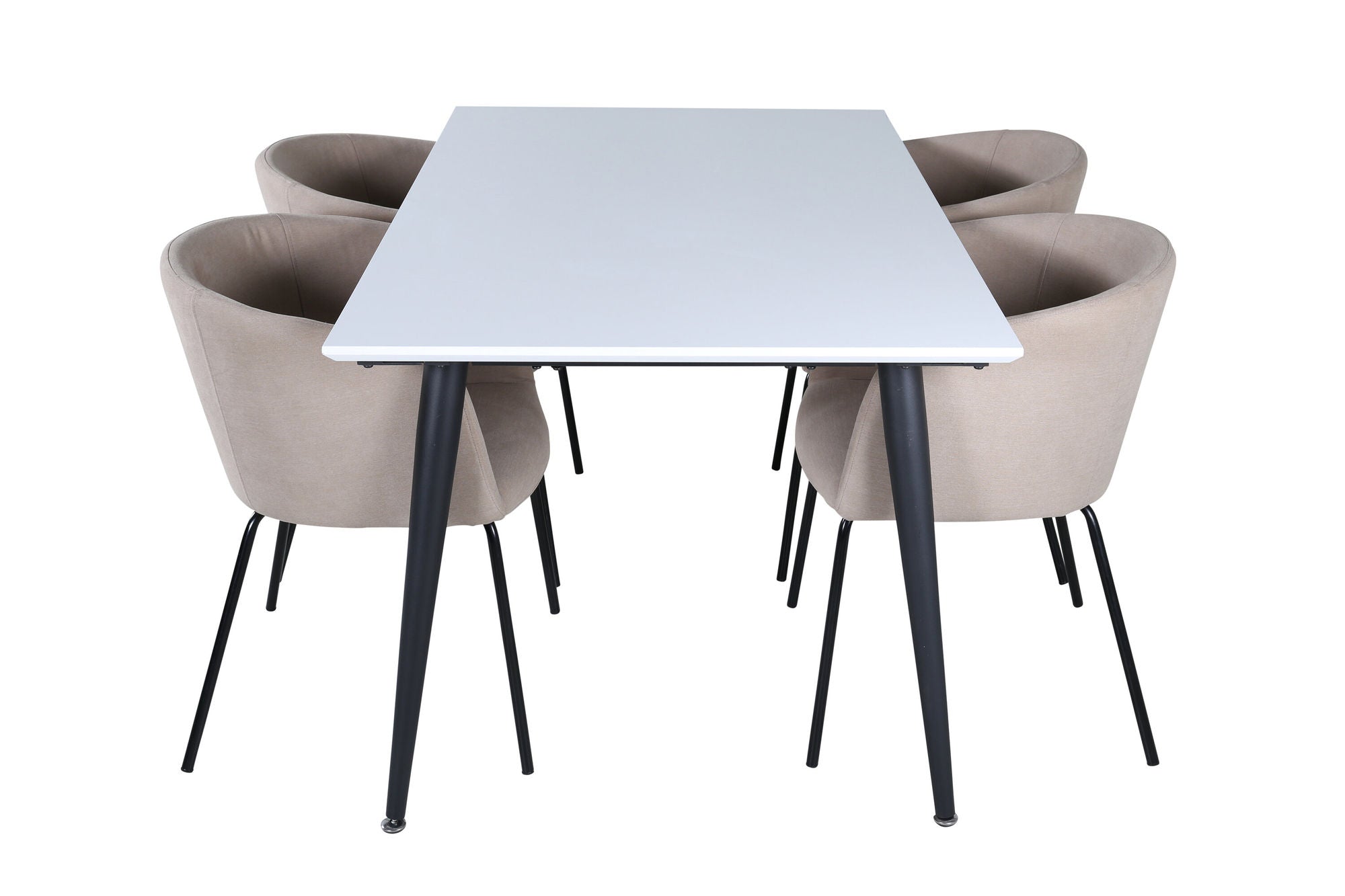 Venture Home Jimmy spisebord - Black / White HPL+Berit stol - Black / Beige Fabric (Polyester linen )_4